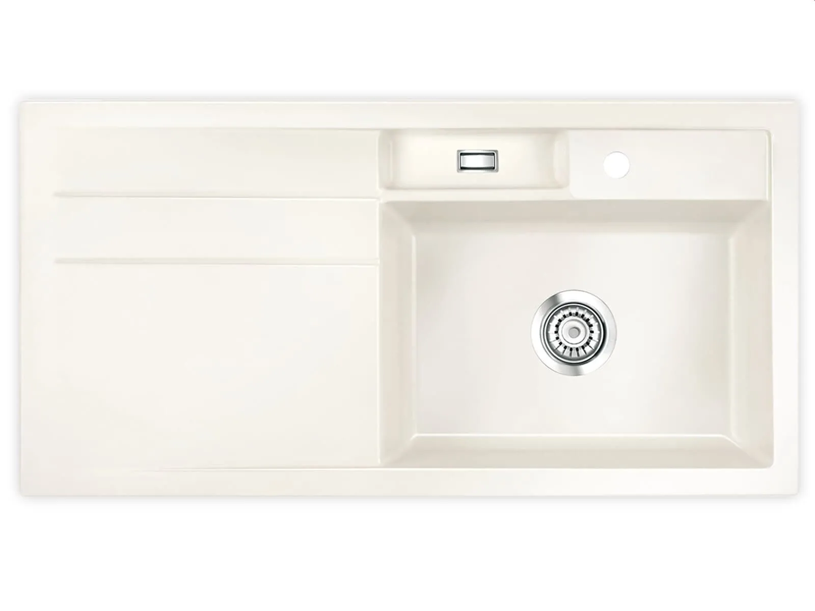 Systemceram Bela 100 Magnolia, zlewozmywak ceramiczny, korek manualny