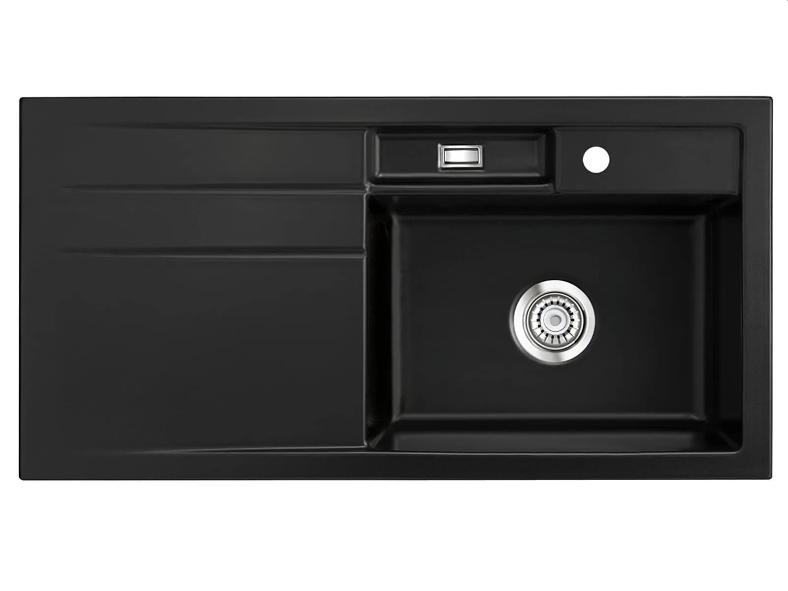 Systemceram Bela 100 Nigra, zlewozmywak ceramiczny, korek manualny