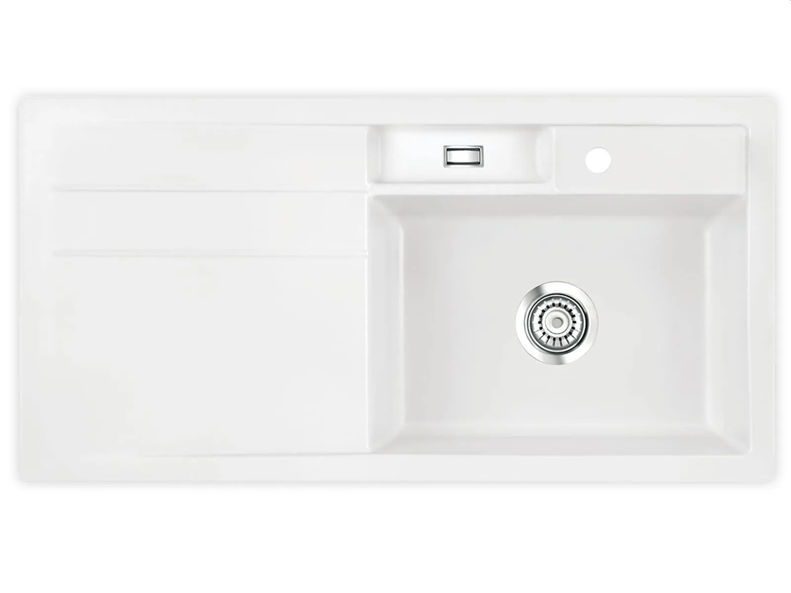 Systemceram Bela 100 Polar, zlewozmywak ceramiczny, korek manualny