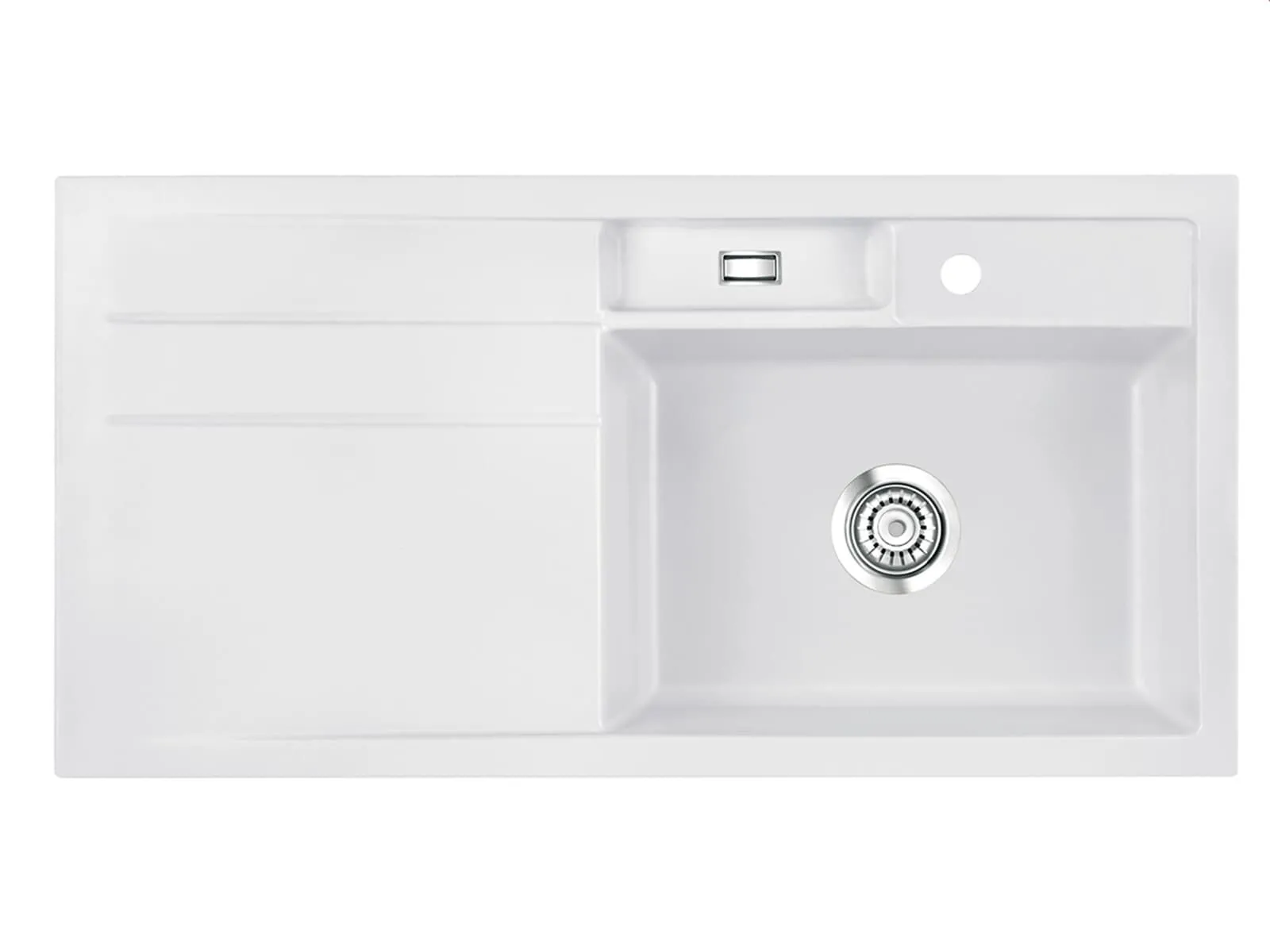 Systemceram Bela 100 Satin, zlewozmywak ceramiczny, korek manualny