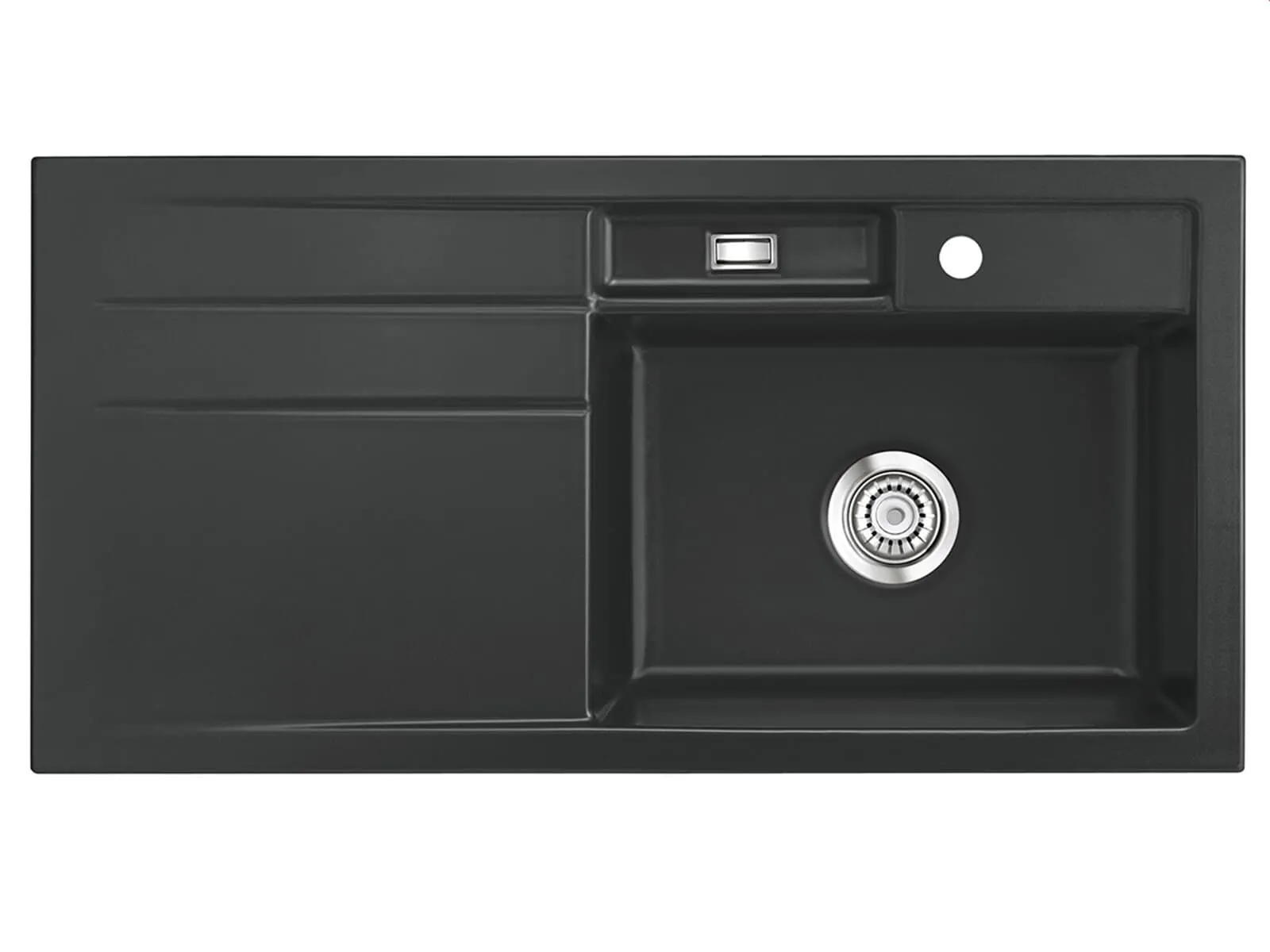 Systemceram Bela 100 Schiefer, zlewozmywak ceramiczny, korek manualny