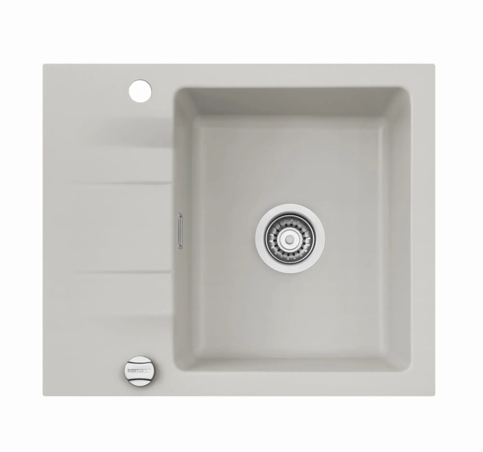 Systemceram Genea 60 Alu, zlewozmywak ceramiczny, korek manualny