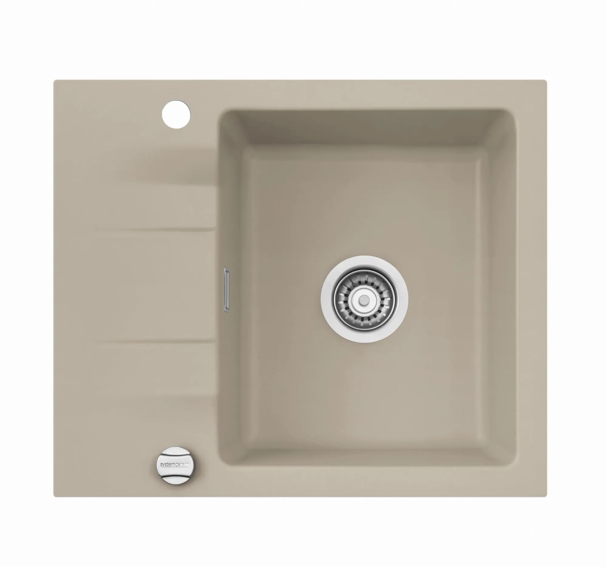 Systemceram Genea 60 Fango, zlewozmywak ceramiczny, korek manualny