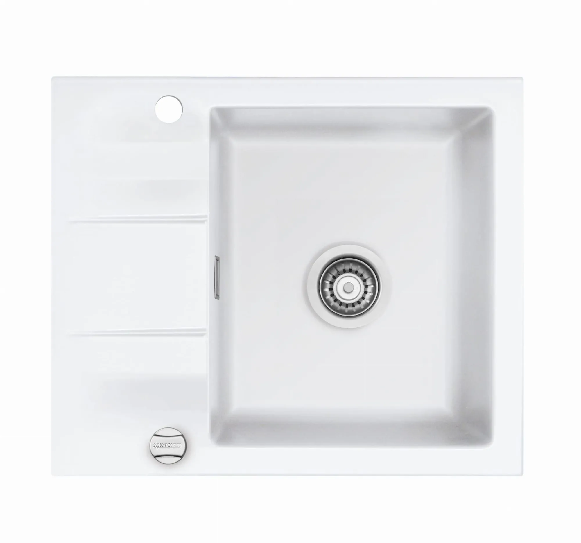 Systemceram Genea 60 Gronland, zlewozmywak ceramiczny, korek manualny