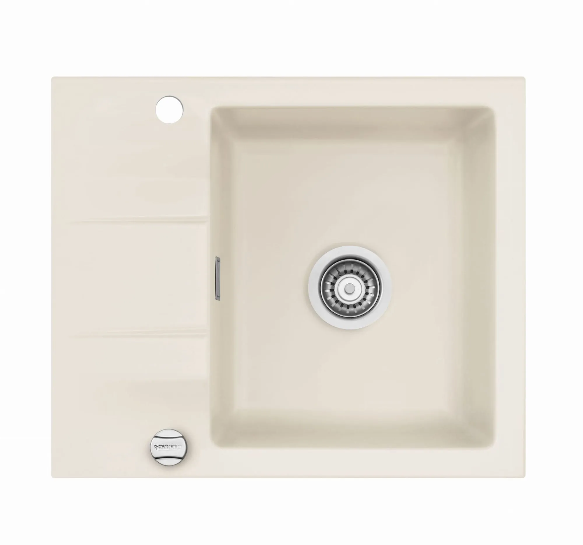 Systemceram Genea 60 Jasmin, zlewozmywak ceramiczny, korek manualny