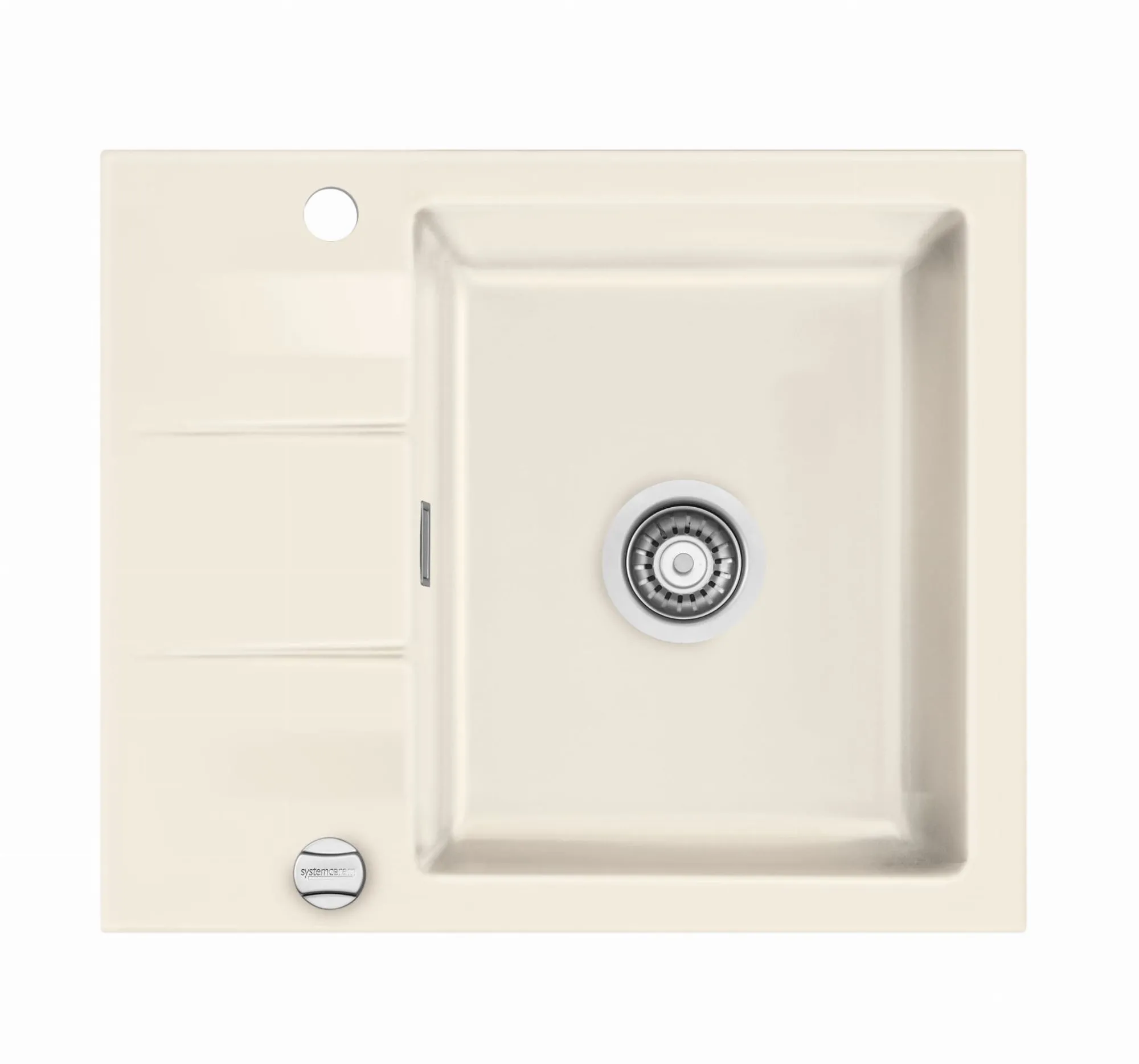 Systemceram Genea 60 Magnolia, zlewozmywak ceramiczny, korek manualny