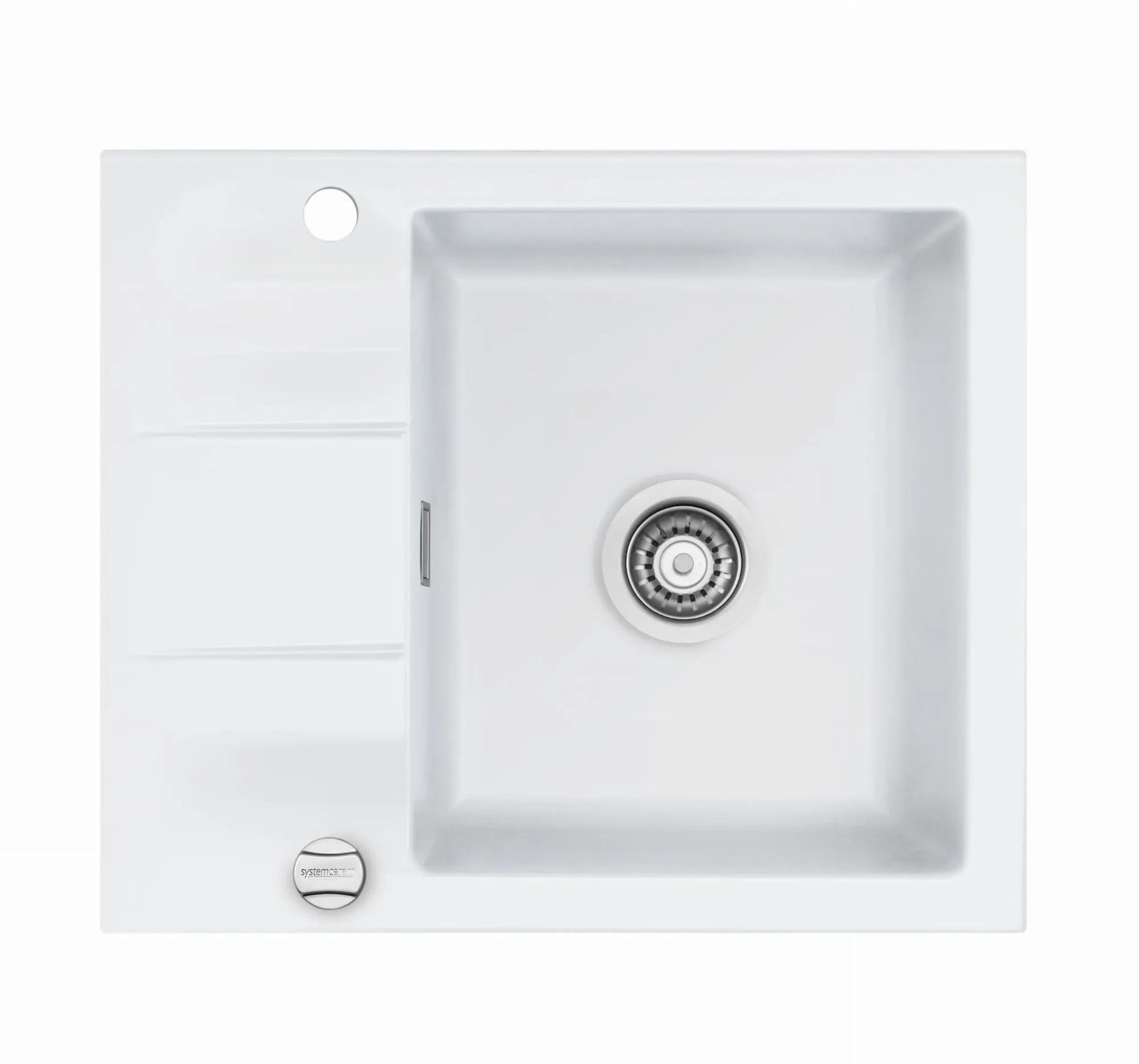 Systemceram Genea 60 Polar, zlewozmywak ceramiczny, korek manualny