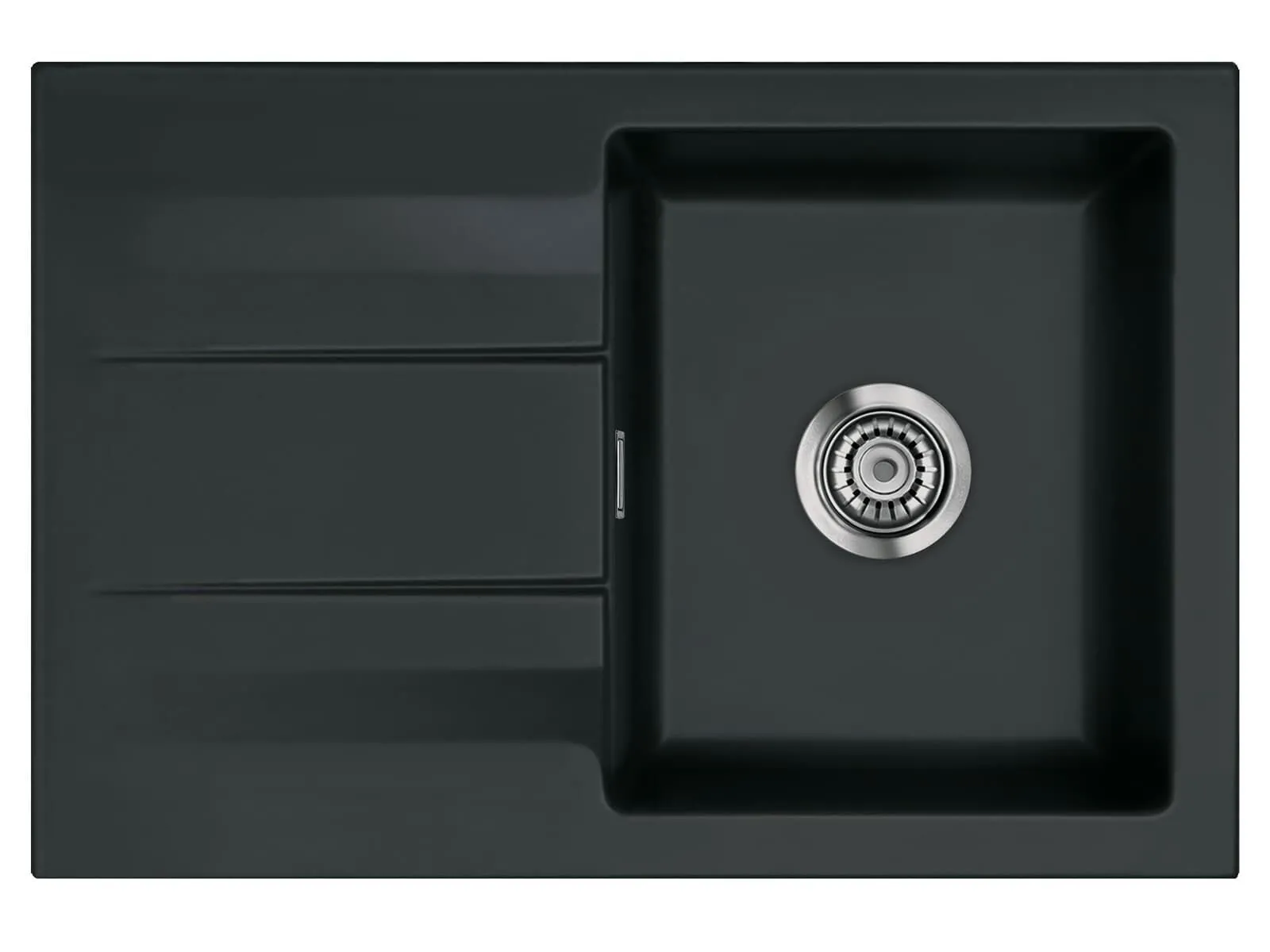 Systemceram Genea 75 Nigra, zlewozmywak ceramiczny, korek manualny