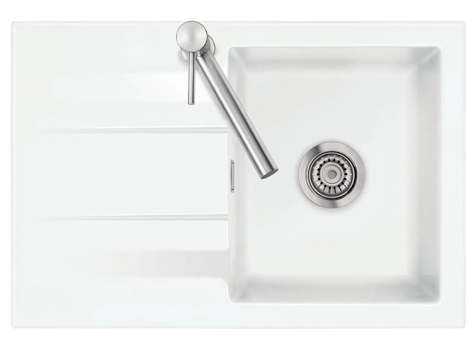 Systemceram Genea 75 Polar, zlewozmywak ceramiczny, korek manualny