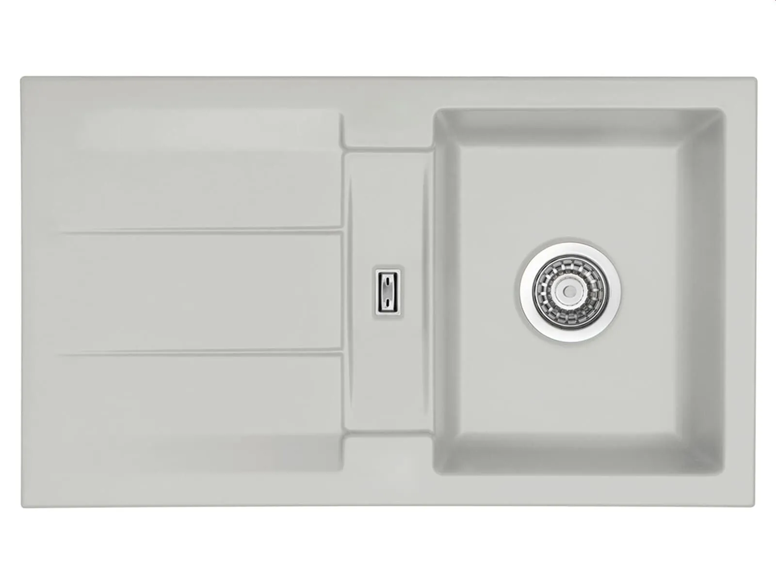 Systemceram Genea 87 Alu, zlewozmywak ceramiczny, korek manualny