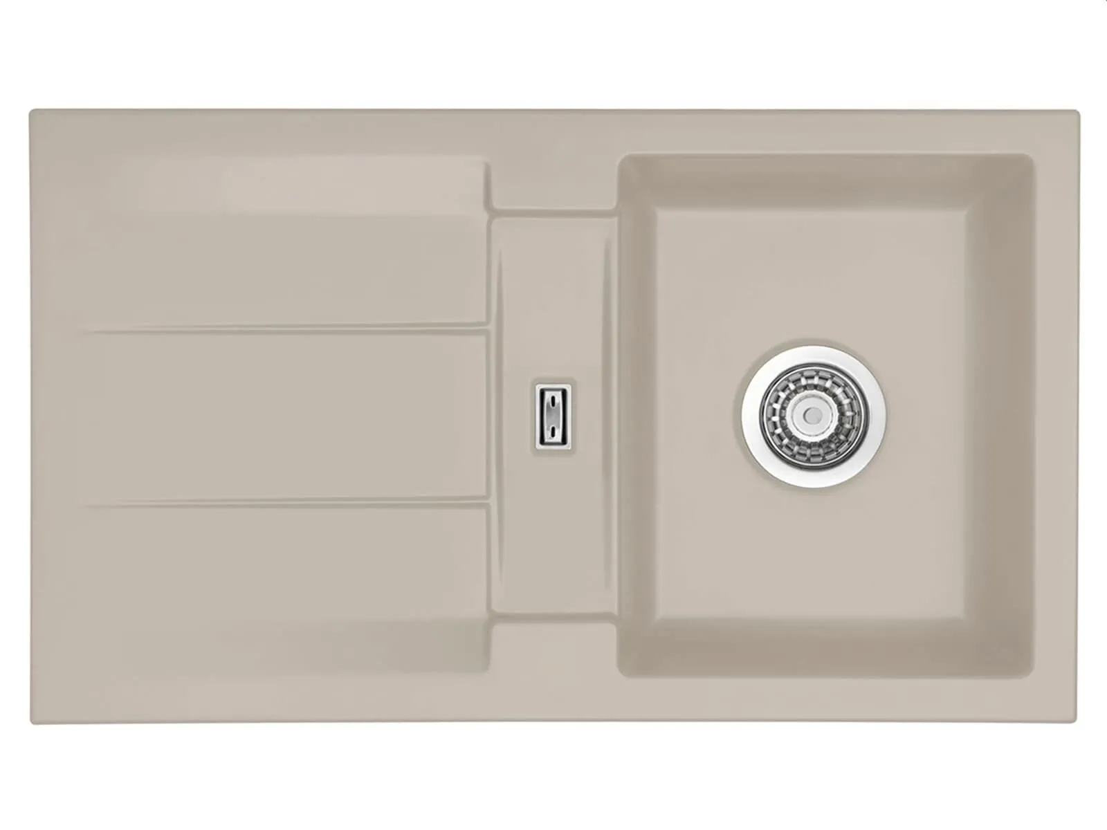 Systemceram Genea 87 Fango, zlewozmywak ceramiczny, korek manualny