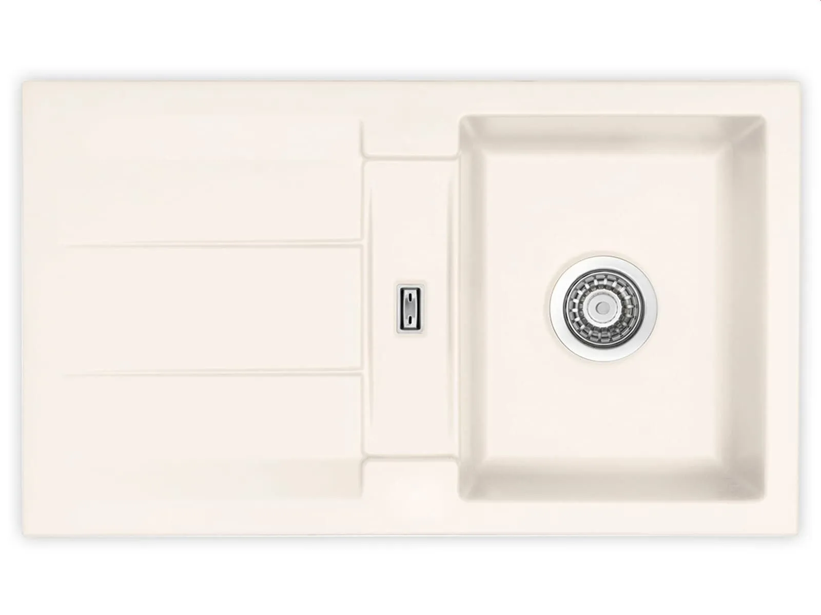 Systemceram Genea 87 Jasmin, zlewozmywak ceramiczny, korek manualny