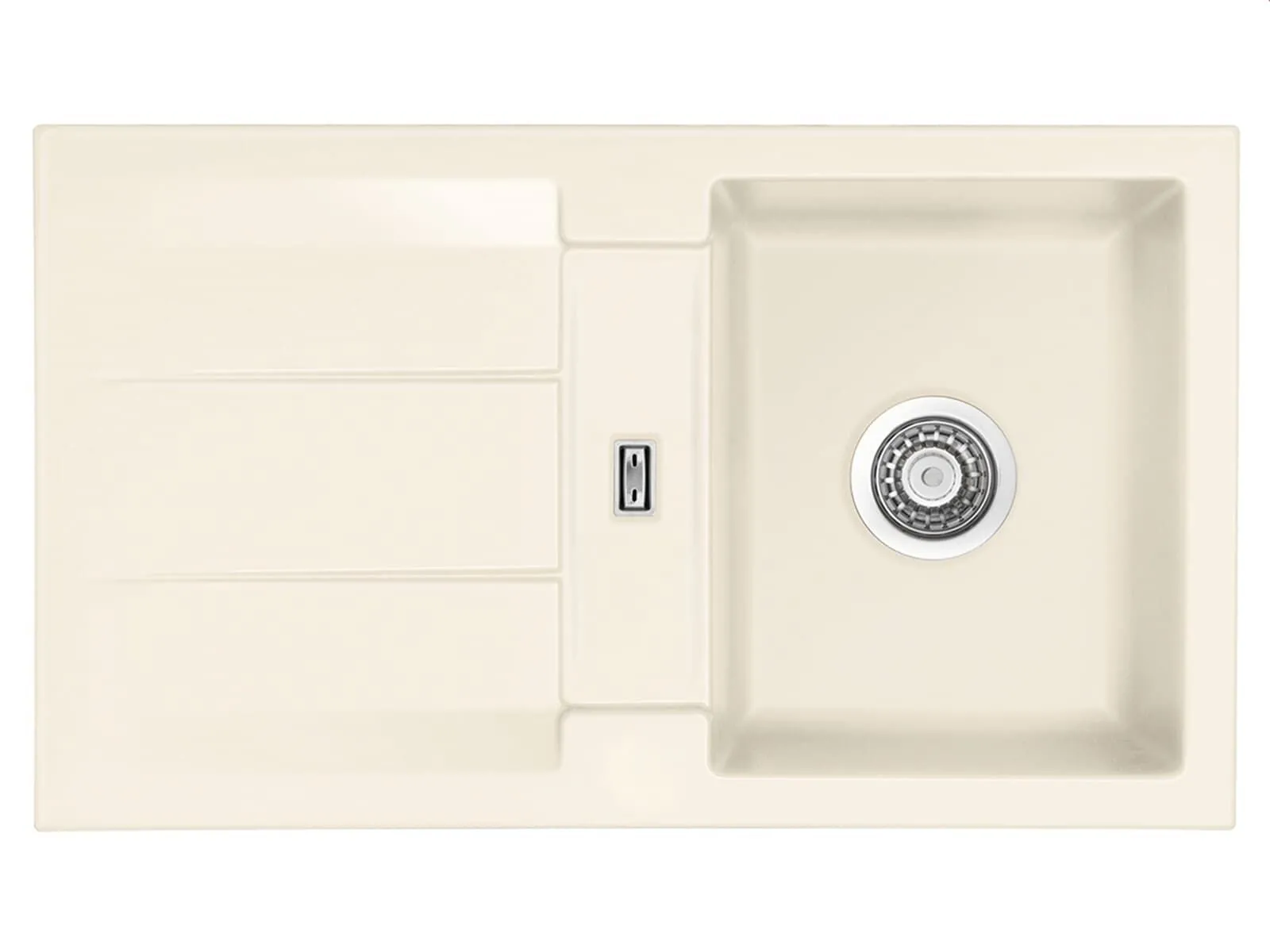 Systemceram Genea 87 Magnolia, zlewozmywak ceramiczny, korek manualny