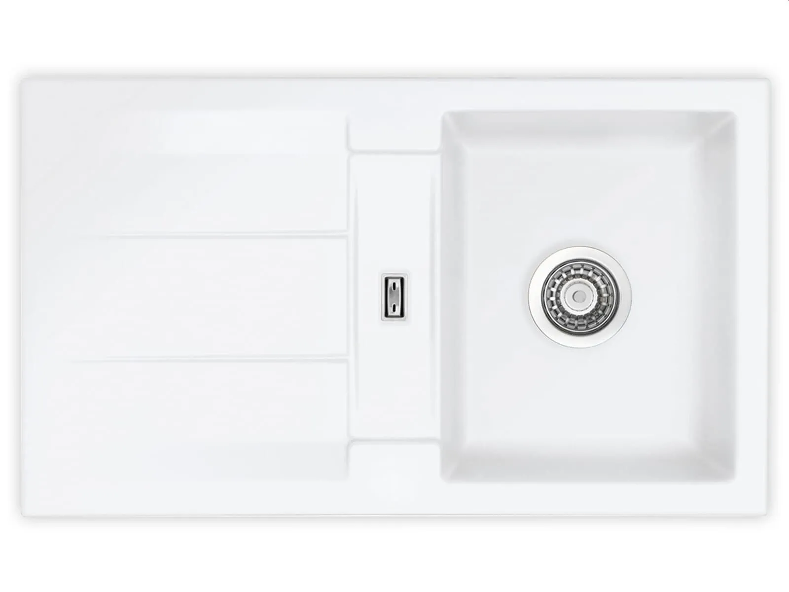 Systemceram Genea 87 Polar, zlewozmywak ceramiczny, korek manualny