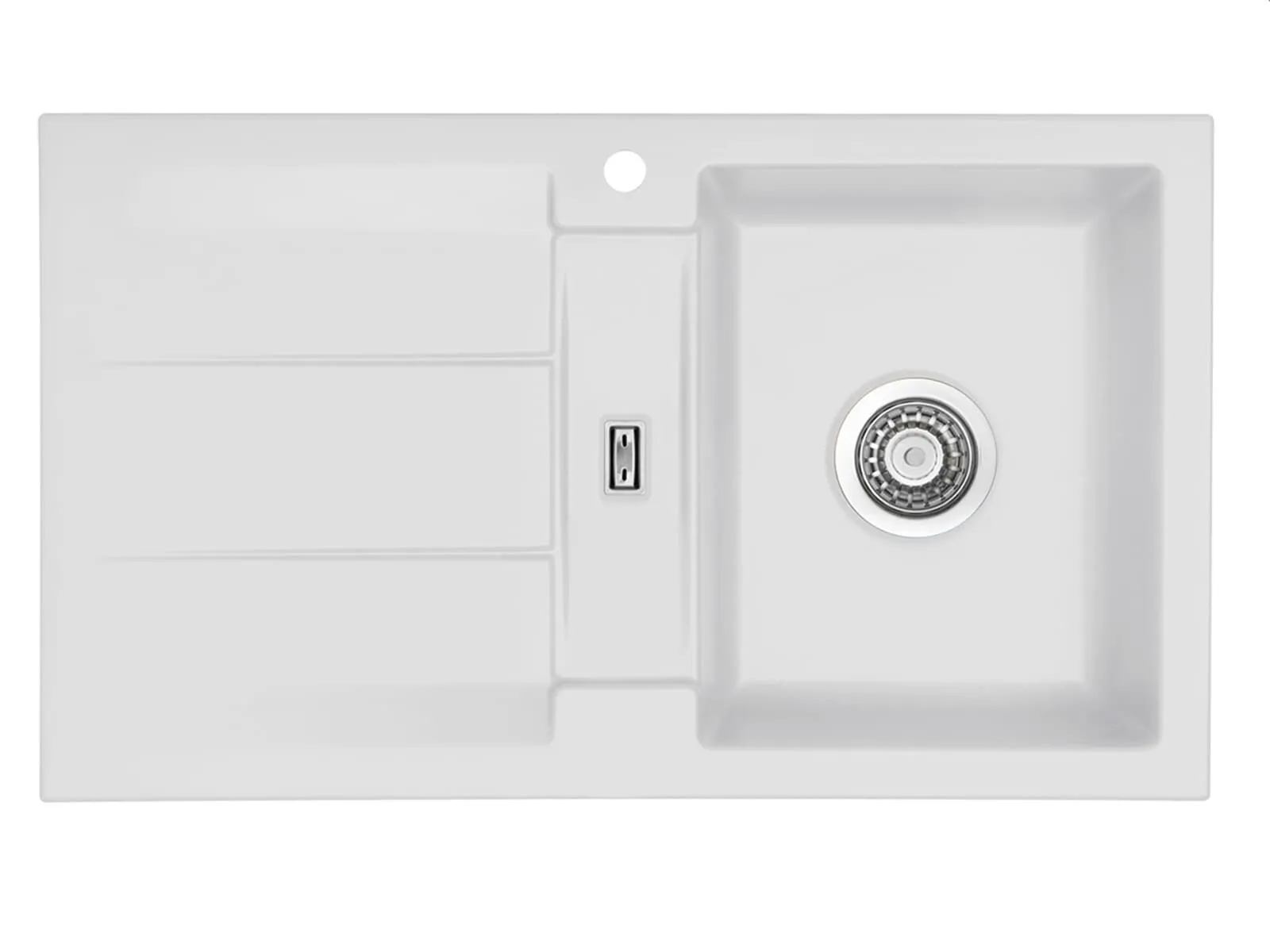 Systemceram Genea 87 Satin, zlewozmywak ceramiczny, korek manualny