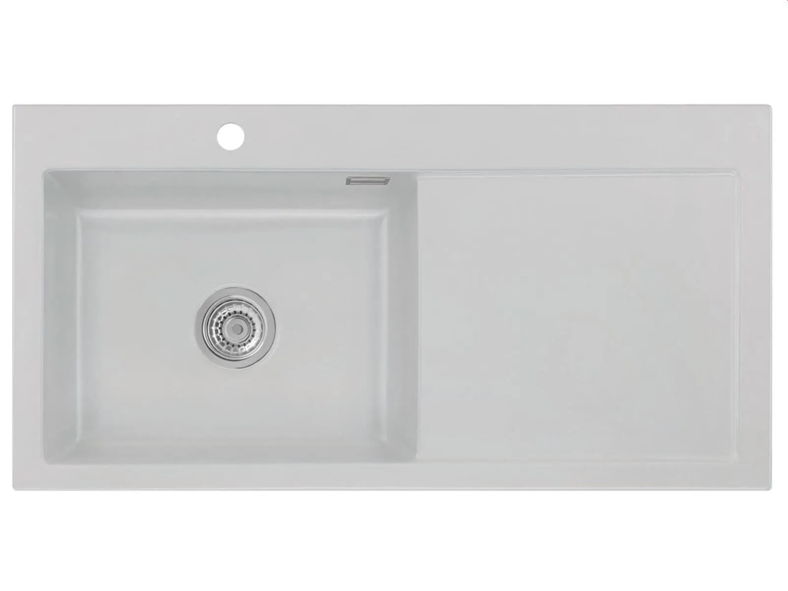 Systemceram Mera 100 SL Alu, zlewozmywak ceramiczny, korek manualny