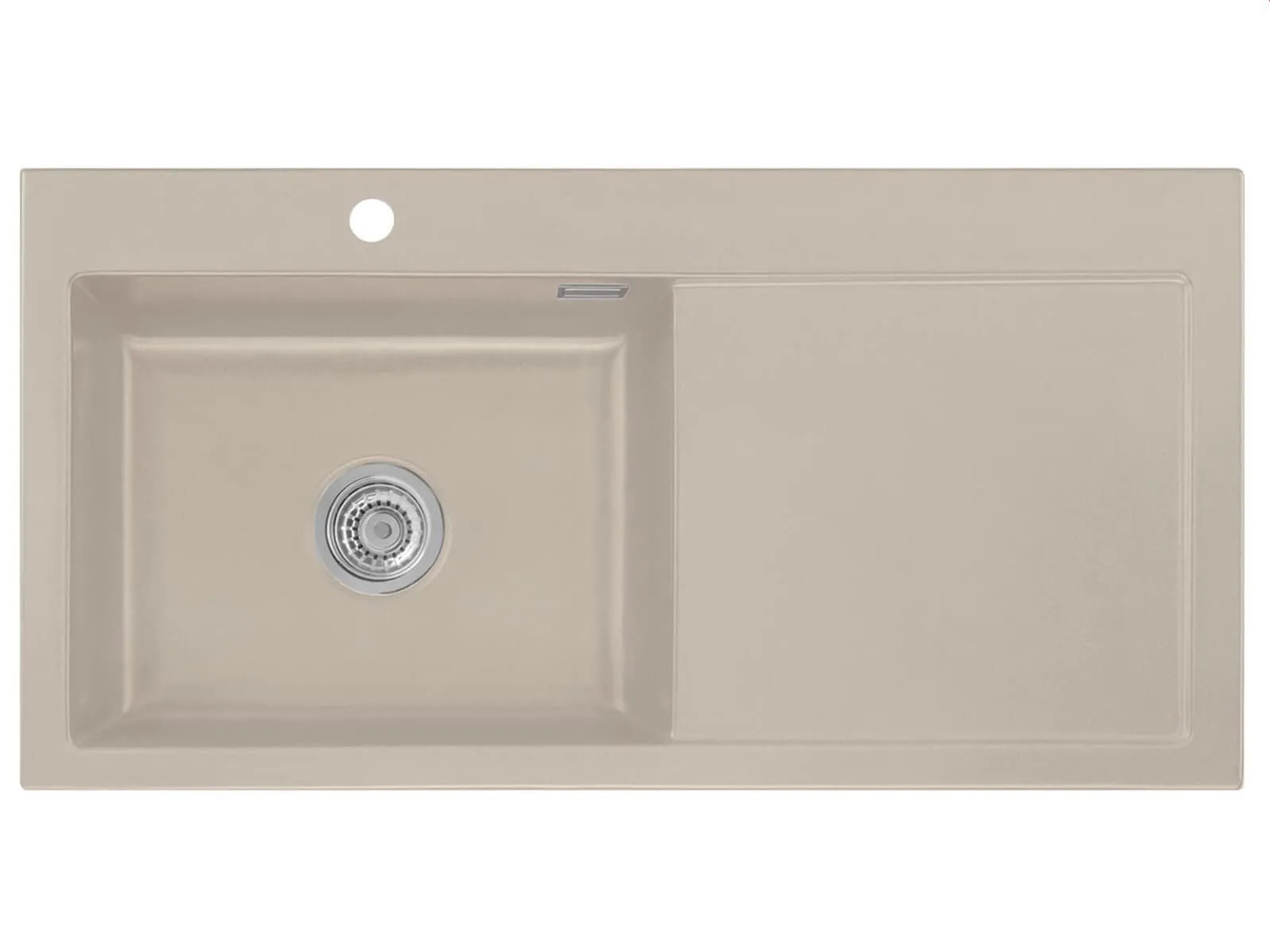 Systemceram Mera 100 SL Fango, zlewozmywak ceramiczny, korek manualny