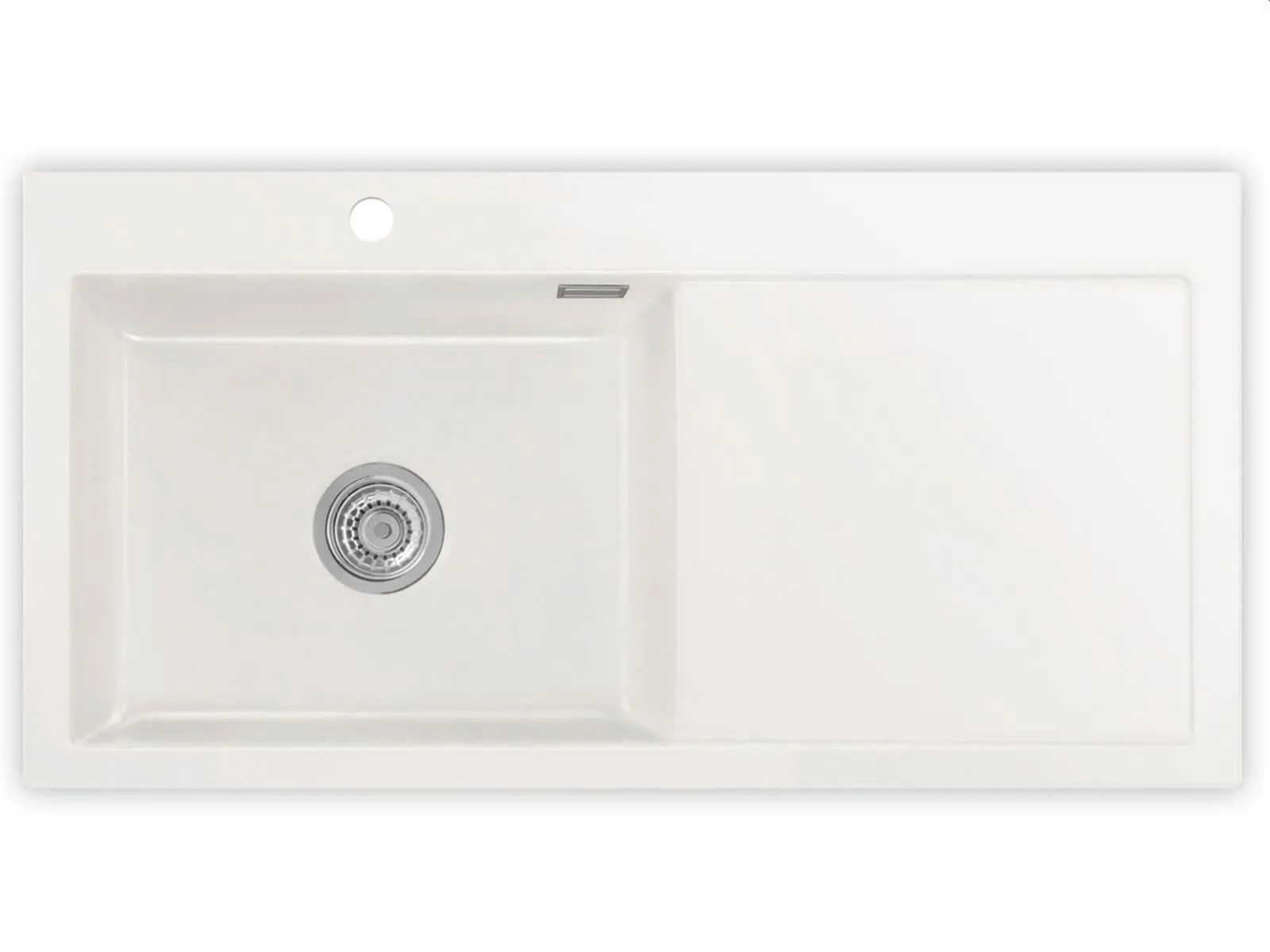 Systemceram Mera 100 SL Gronland, zlewozmywak ceramiczny, korek manualny