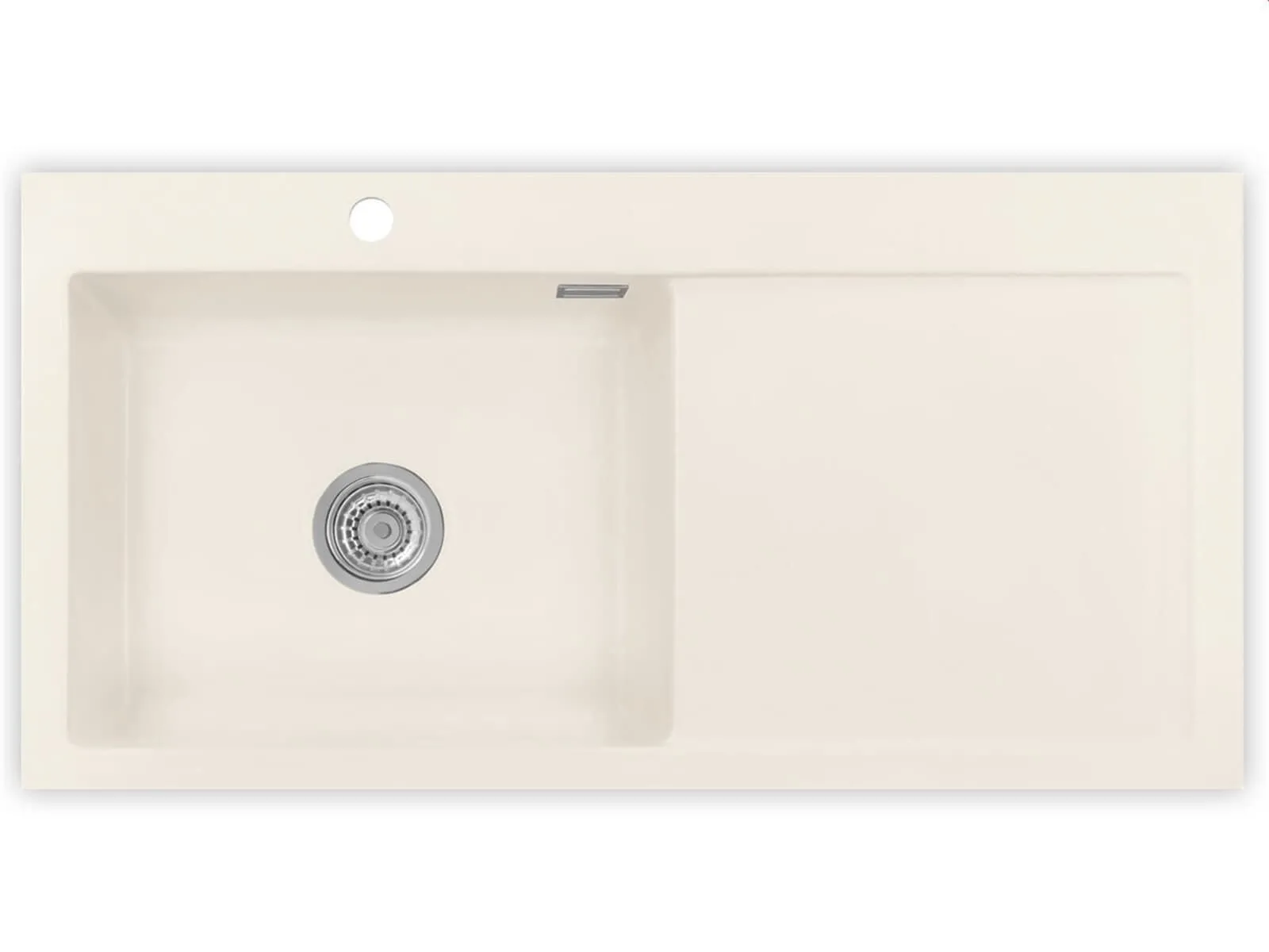 Systemceram Mera 100 SL Jasmin, zlewozmywak ceramiczny, korek manualny