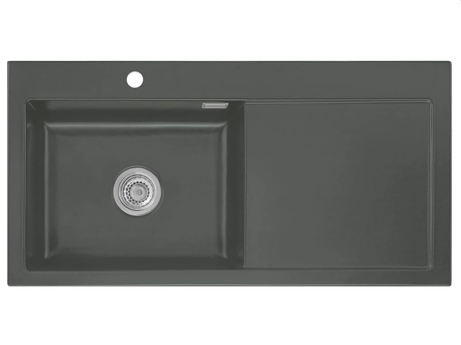 Systemceram Mera 100 SL Lava, zlewozmywak ceramiczny, korek manualny