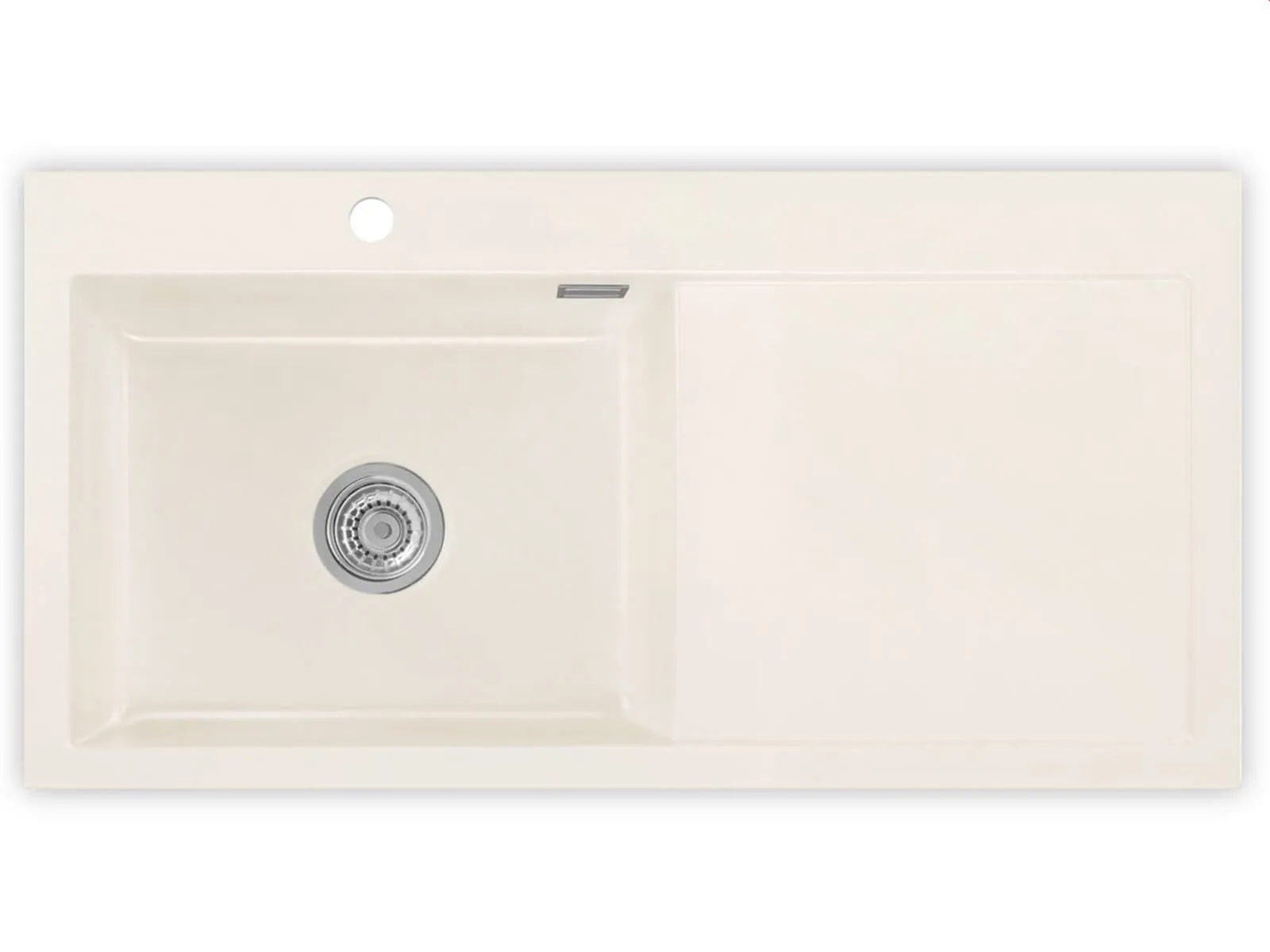 Systemceram Mera 100 SL Magnolia, zlewozmywak ceramiczny, korek manualny