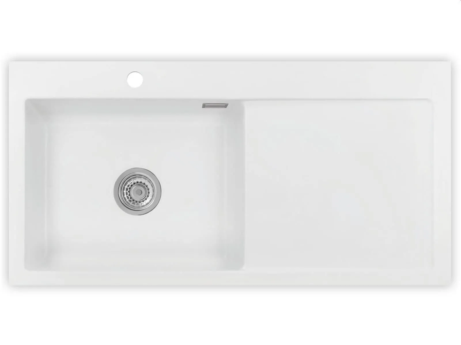 Systemceram Mera 100 SL Polar, zlewozmywak ceramiczny, korek manualny