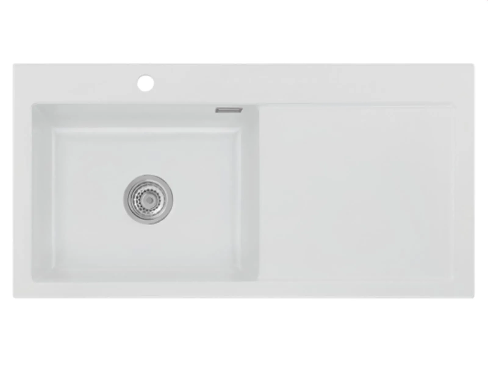 Systemceram Mera 100 SL Satin, zlewozmywak ceramiczny, korek manualny