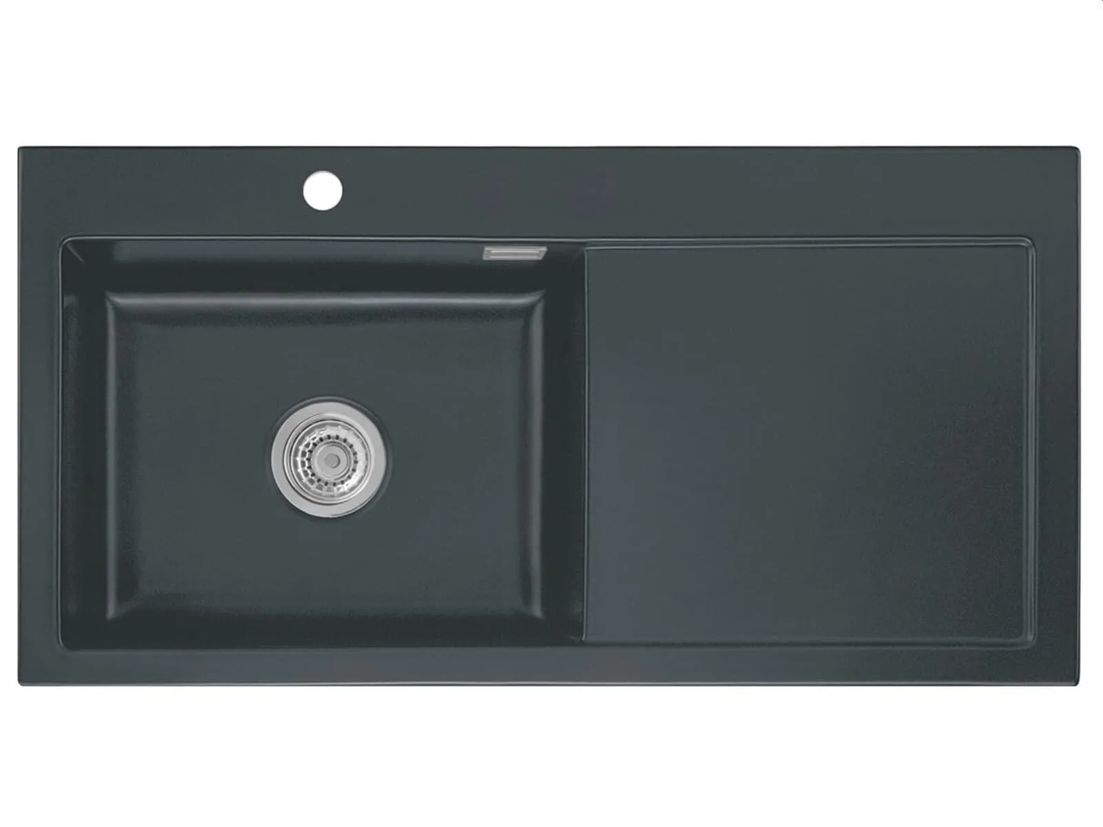 Systemceram Mera 100 SL Schiefer, zlewozmywak ceramiczny, korek manualny