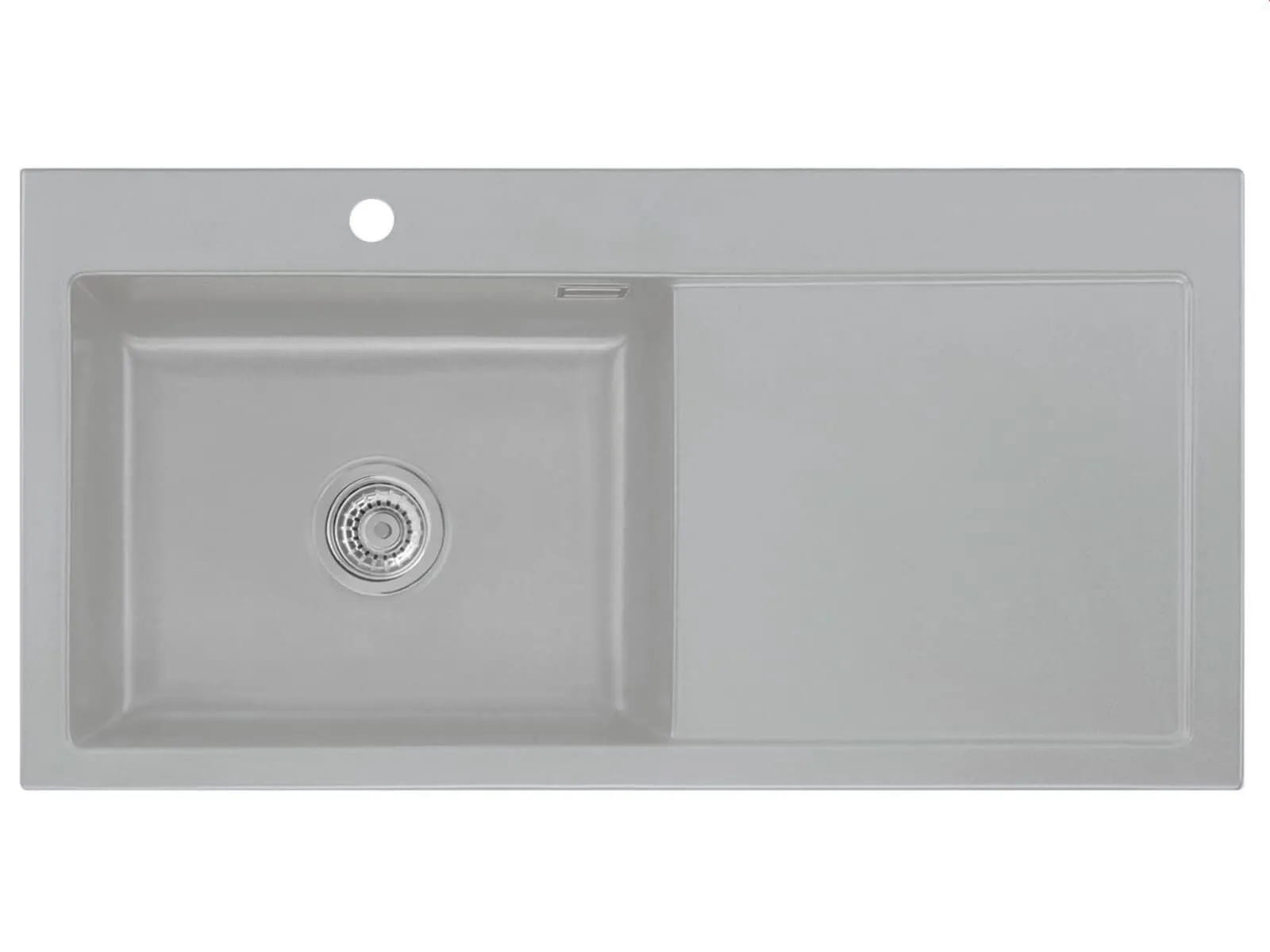 Systemceram Mera 100 SL Titan, zlewozmywak ceramiczny, korek manualny