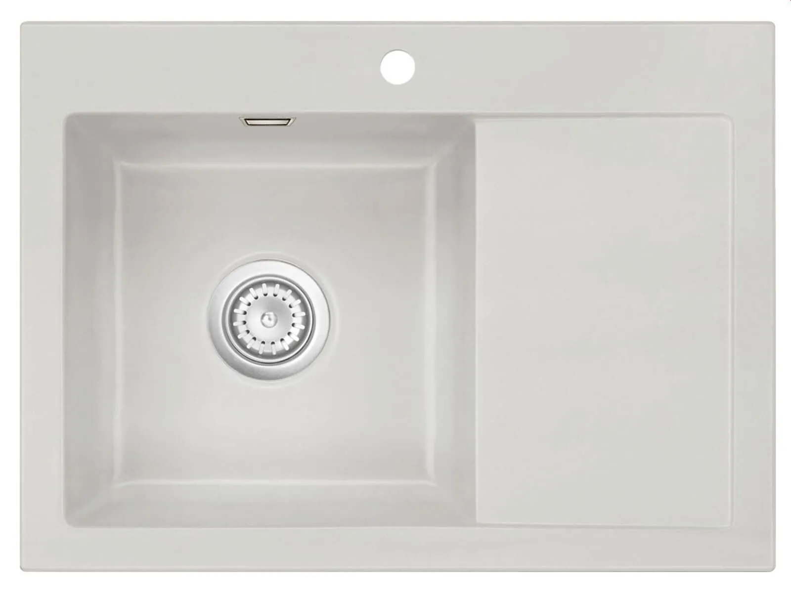 Systemceram Mera 70 Alu, zlewozmywak ceramiczny, korek manualny