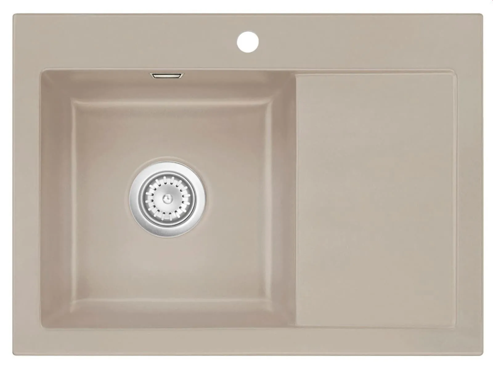 Systemceram Mera 70 Fango, zlewozmywak ceramiczny, korek manualny