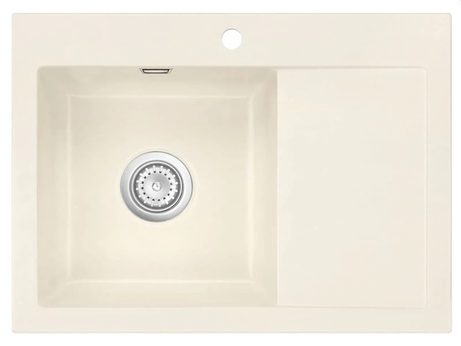 Systemceram Mera 70 Jasmin, zlewozmywak ceramiczny, korek manualny