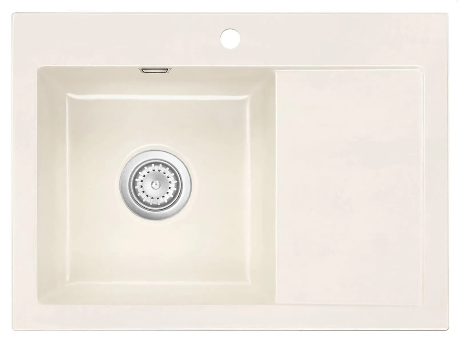 Systemceram Mera 70 Magnolia, zlewozmywak ceramiczny, korek manualny