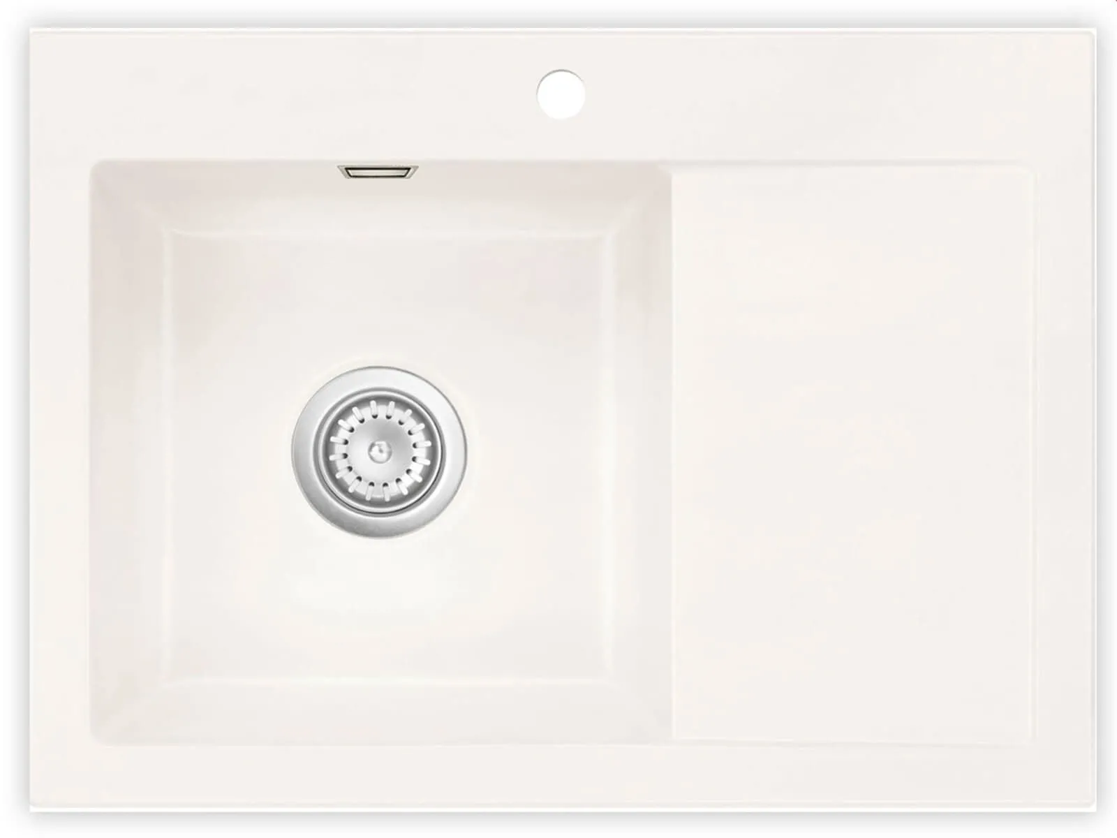 Systemceram Mera 70 Polar, zlewozmywak ceramiczny, korek manualny