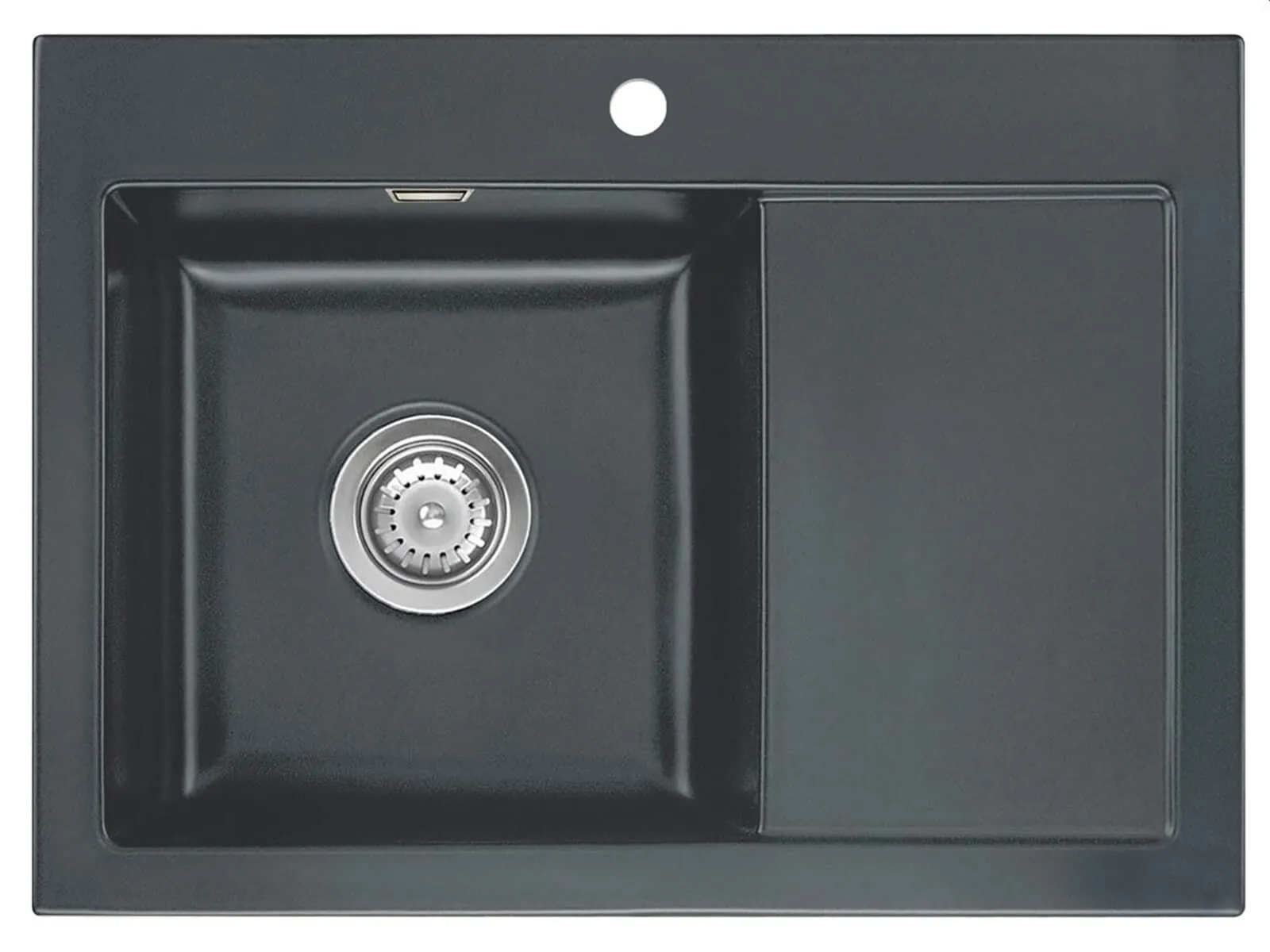 Systemceram Mera 70 Schiefer, zlewozmywak ceramiczny, korek manualny