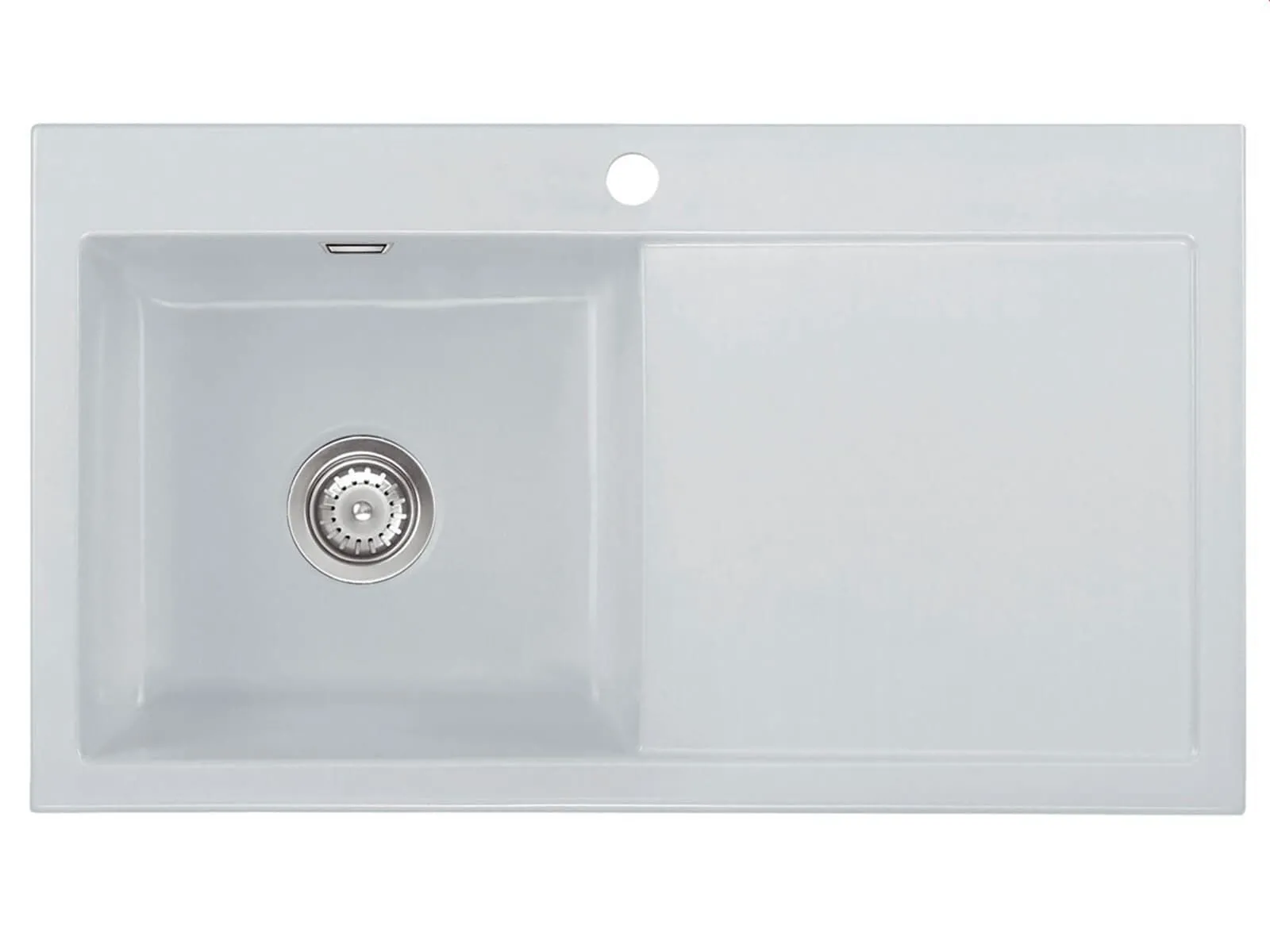 Systemceram Mera 90 Alu, zlewozmywak ceramiczny, korek manualny