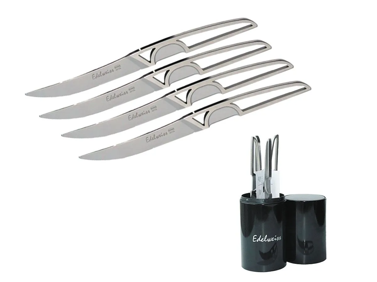 EDELWEISS SET 4 PZ COLTELLI BISTECCA TOTAL FILO PIANO