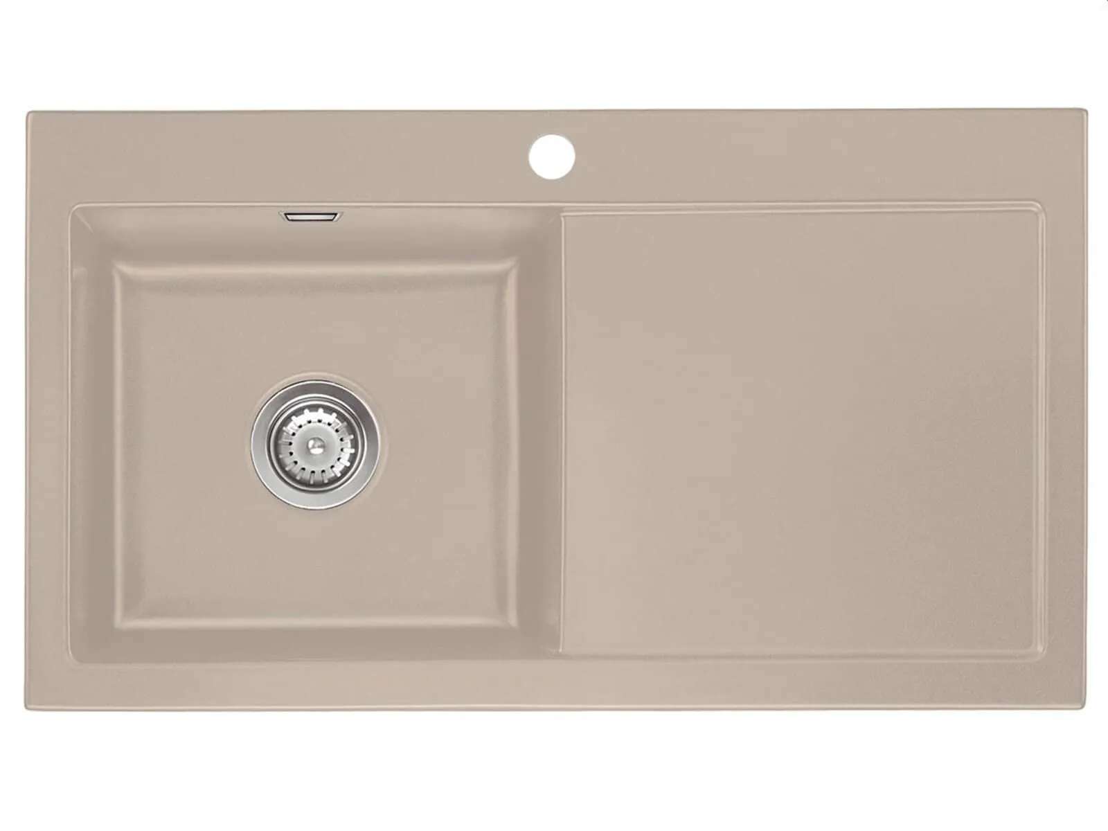 Systemceram Mera 90 Fango, zlewozmywak ceramiczny, korek manualny