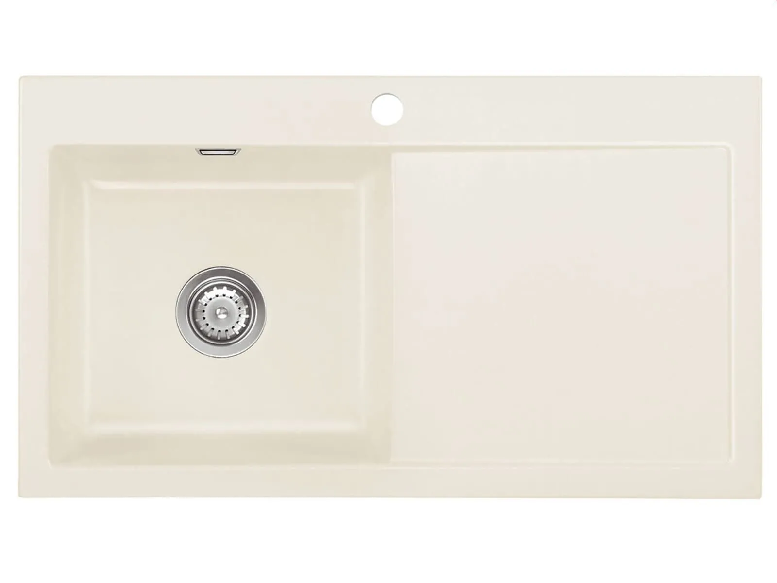 Systemceram Mera 90 Jasmin, zlewozmywak ceramiczny, korek manualny