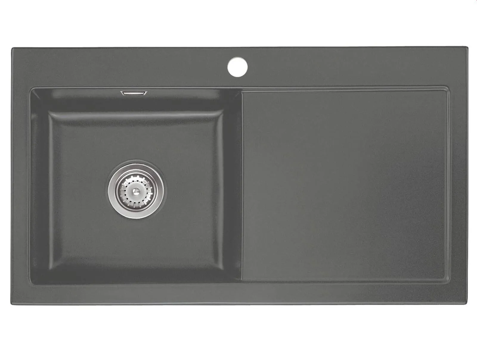 Systemceram Mera 90 Lava, zlewozmywak ceramiczny, korek manualny