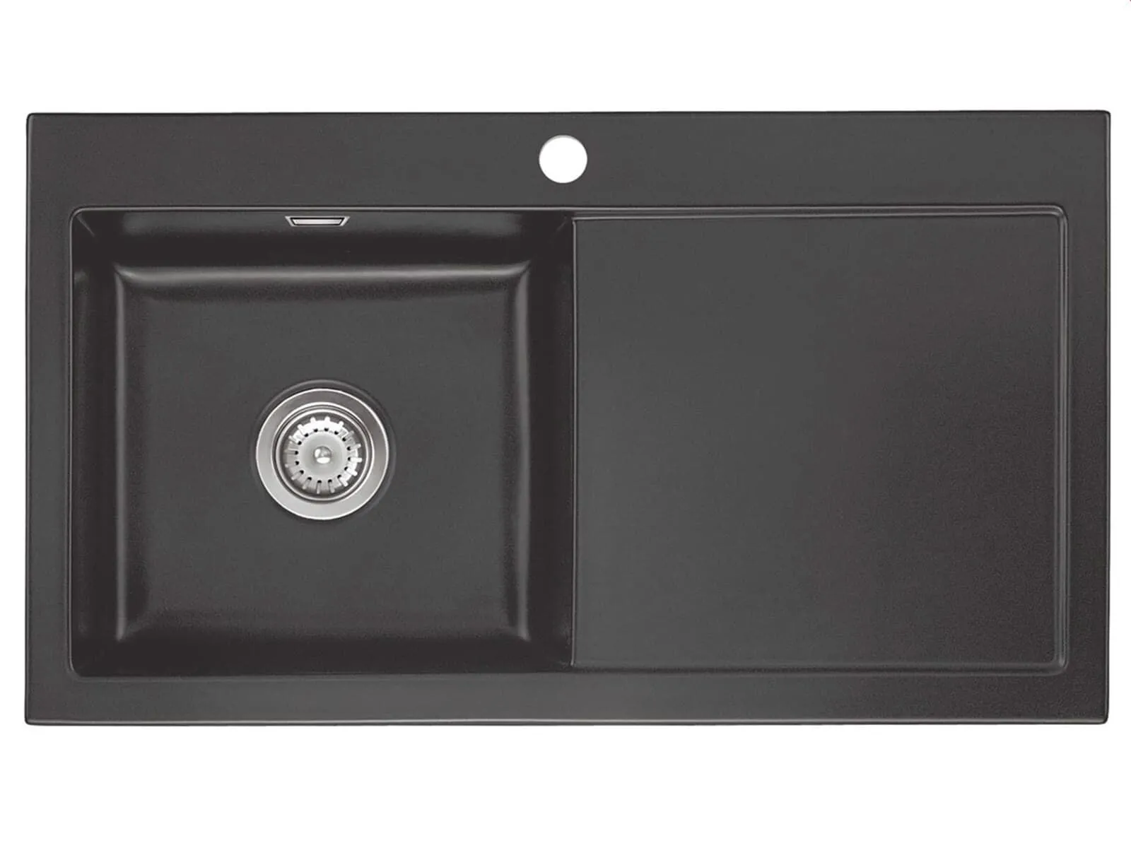 Systemceram Mera 90 Schiefer, zlewozmywak ceramiczny, korek manualny