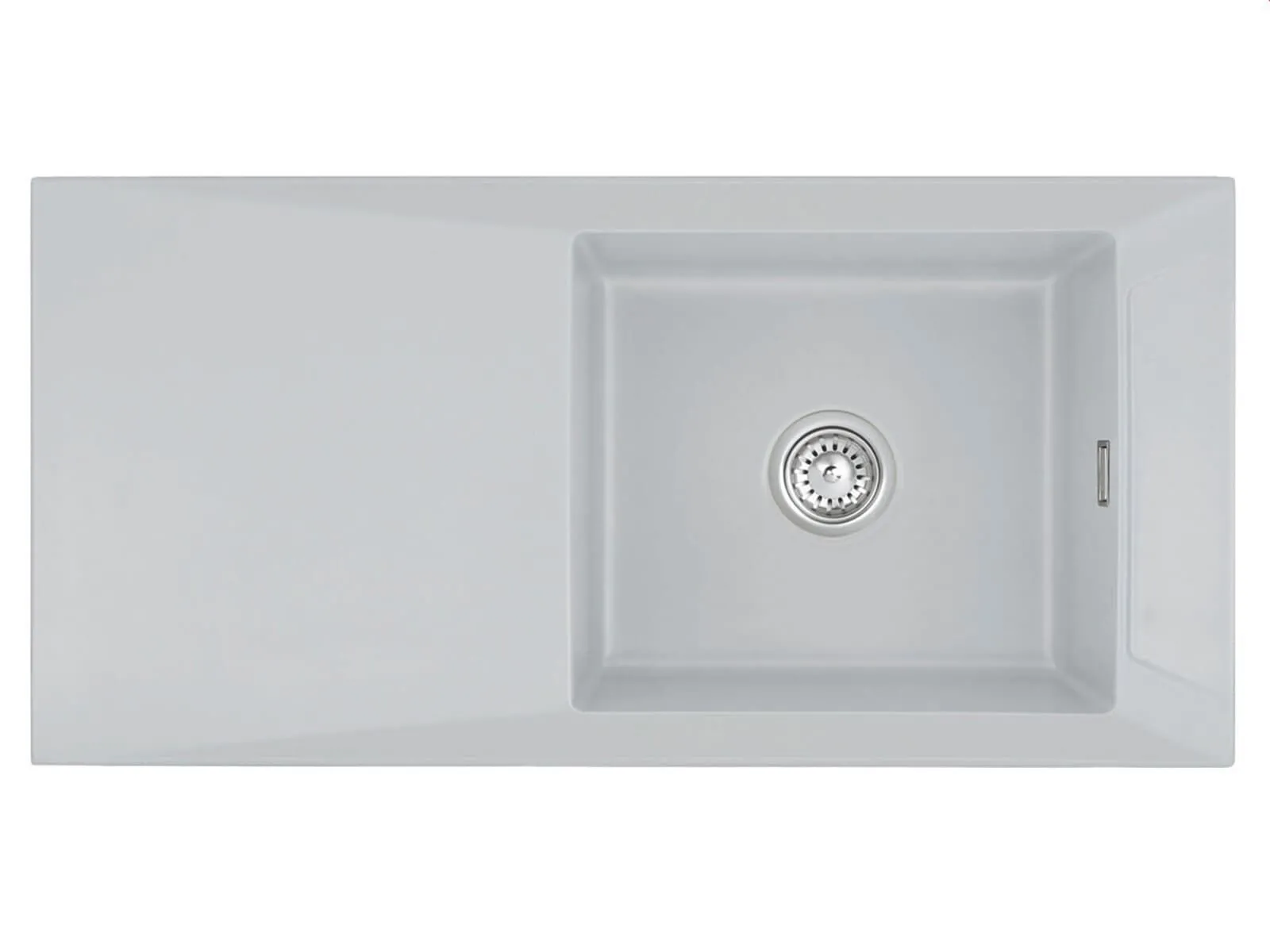 Systemceram Siro 100 Alu, zlewozmywak ceramiczny, korek manualny