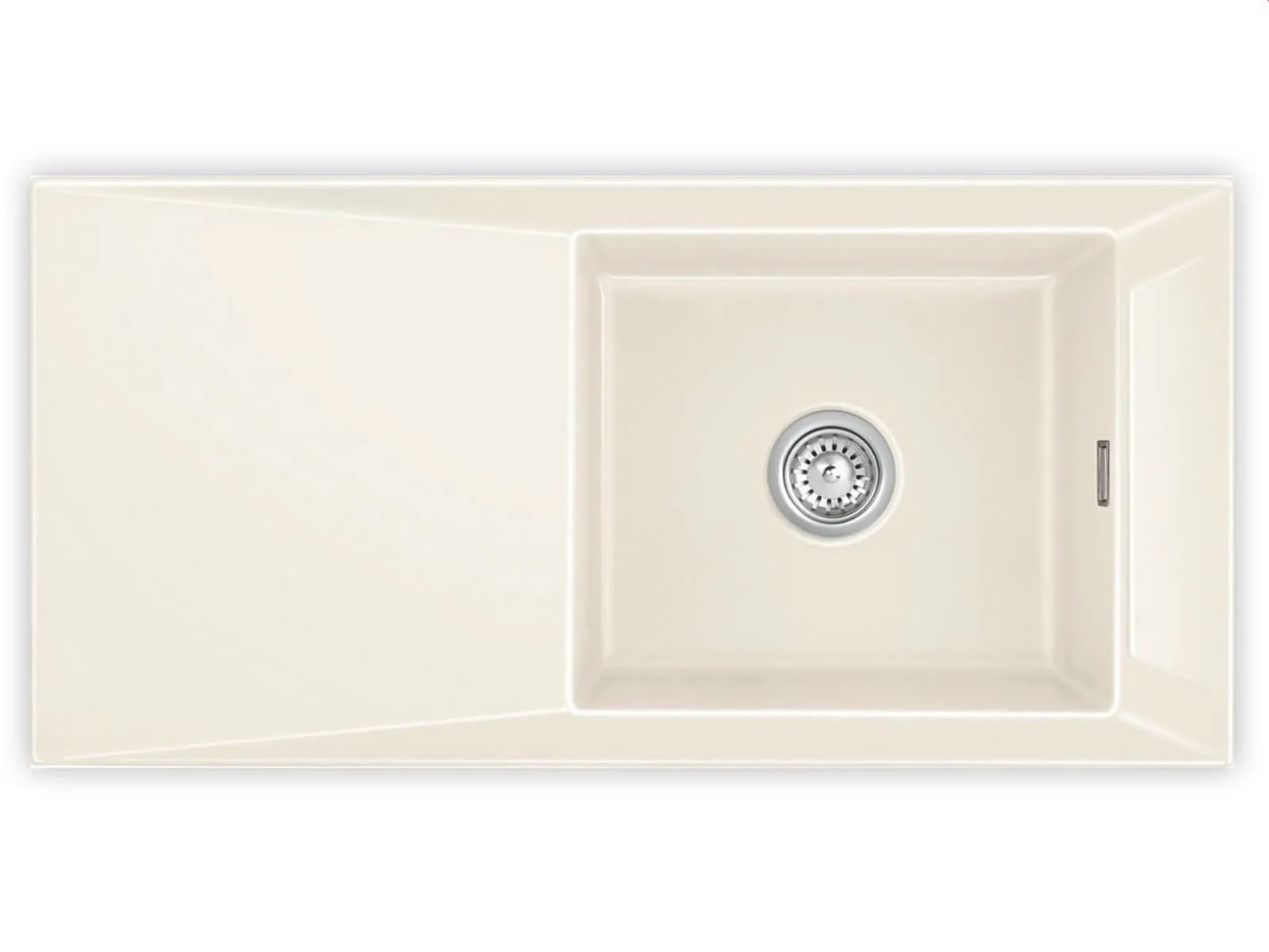 Systemceram Siro 100 Magnolia, zlewozmywak ceramiczny, korek manualny