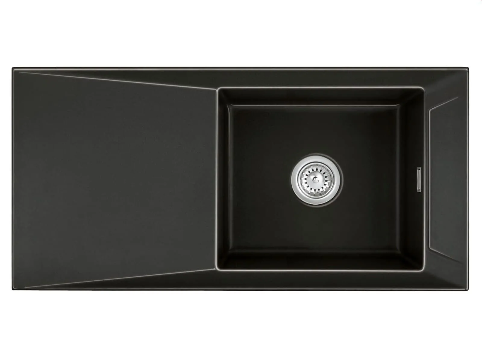 Systemceram Siro 100 Nero, zlewozmywak ceramiczny, korek manualny