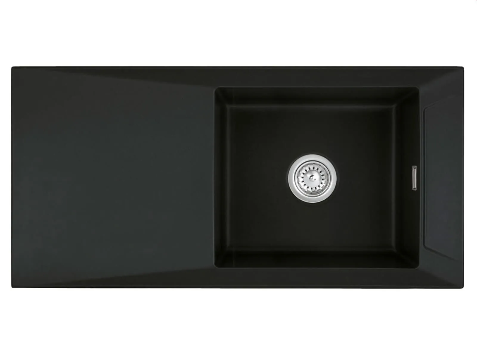 Systemceram Siro 100  Nigra, zlewozmywak ceramiczny, korek manualny