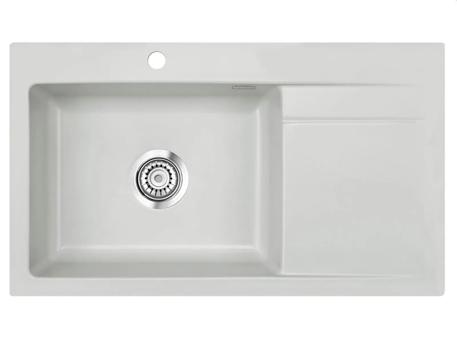 Systemceram Stema 86 SL Alu, zlewozmywak ceramiczny, korek manualny