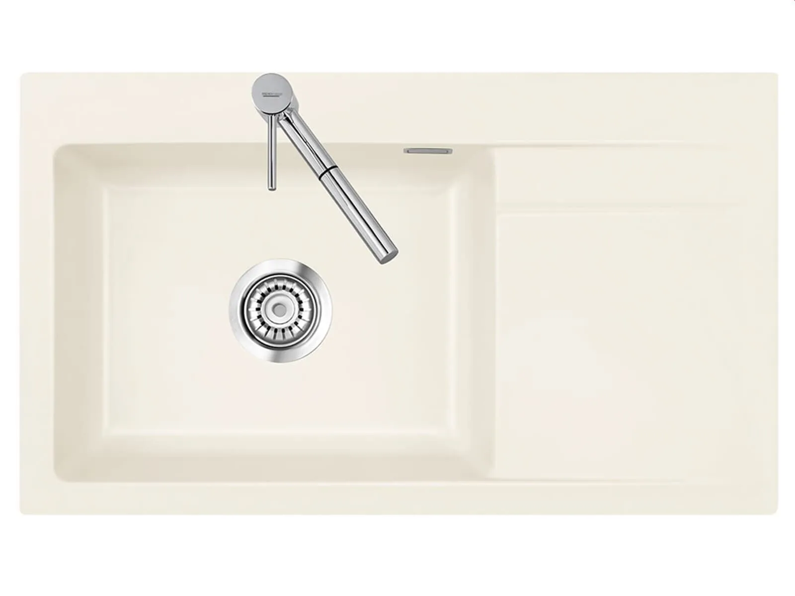 Systemceram Stema 86 SL Jasmin, zlewozmywak ceramiczny, korek manualny