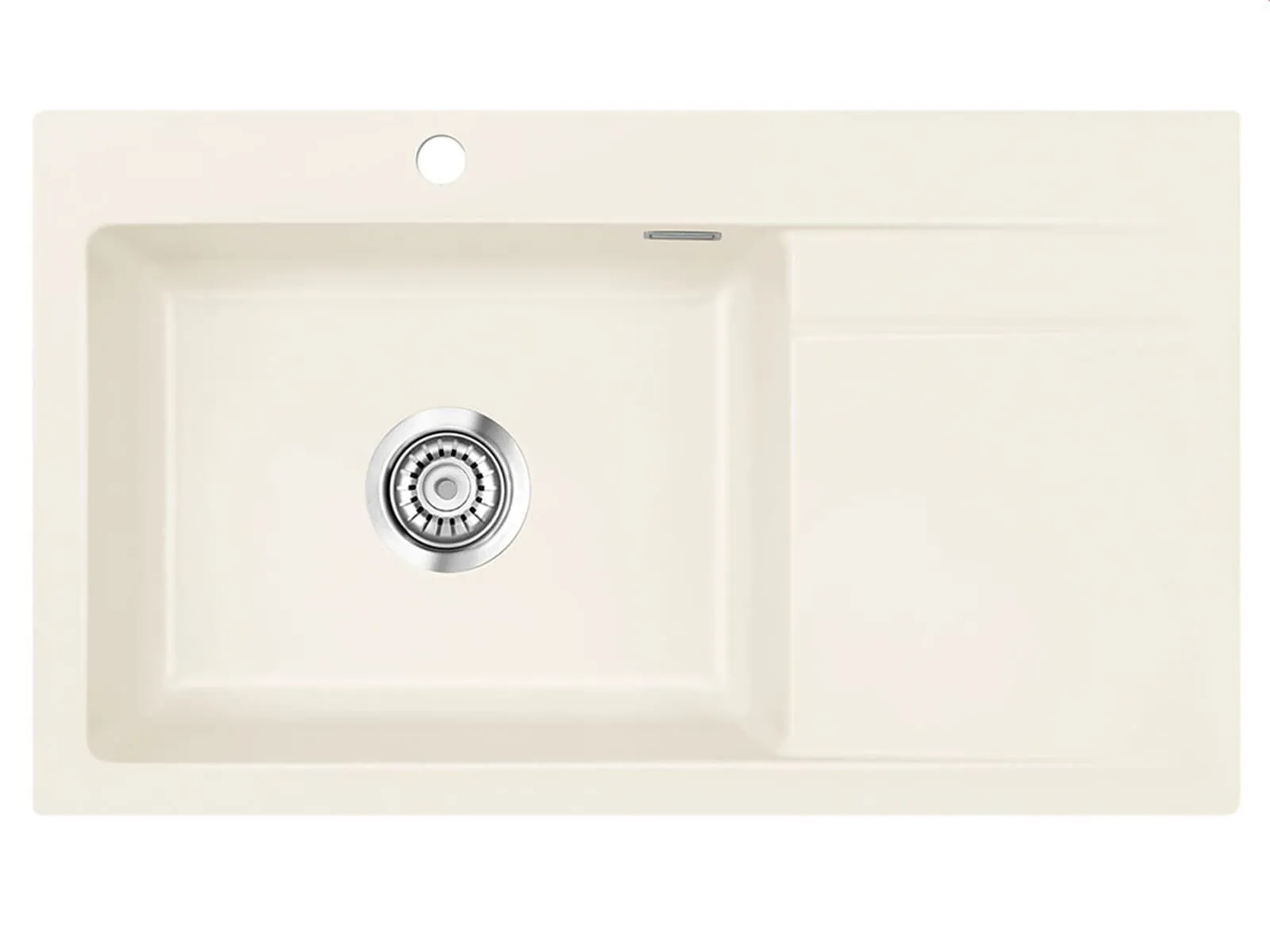 Systemceram Stema 86 SL Magnolia, zlewozmywak ceramiczny, korek manualny