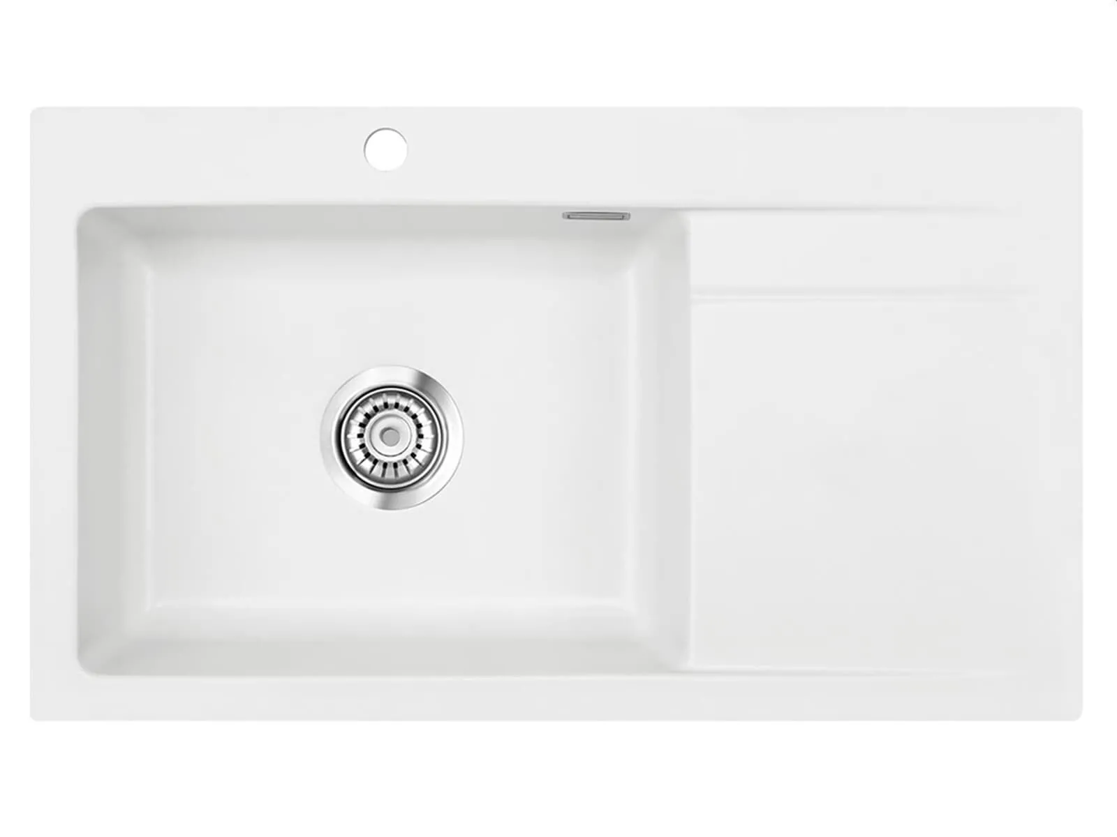 Systemceram Stema 86 SL Polar, zlewozmywak ceramiczny, korek manualny