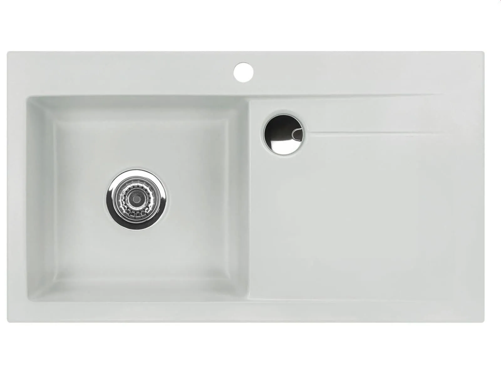 Systemceram Stema 90 Alu, zlewozmywak ceramiczny, korek manualny